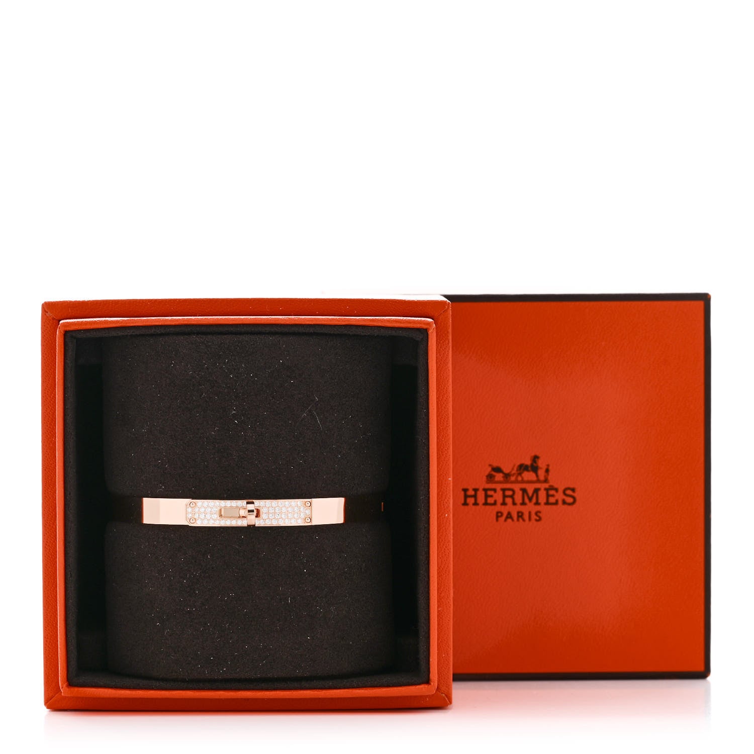 Hermes 18K Rose Gold Diamond PM Kelly Pave Bracelet SH 5 of 5