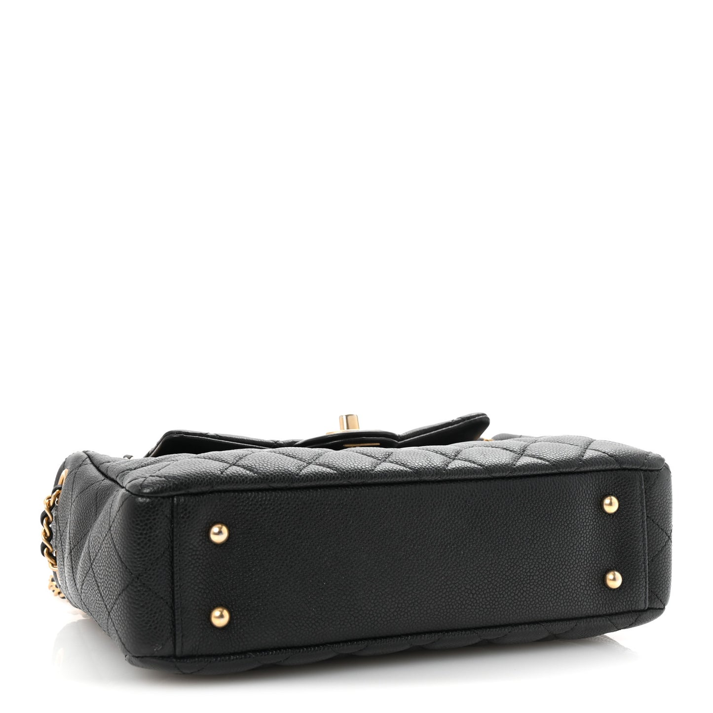 Caviar Calfskin Quilted Small Top Handle Flap Black