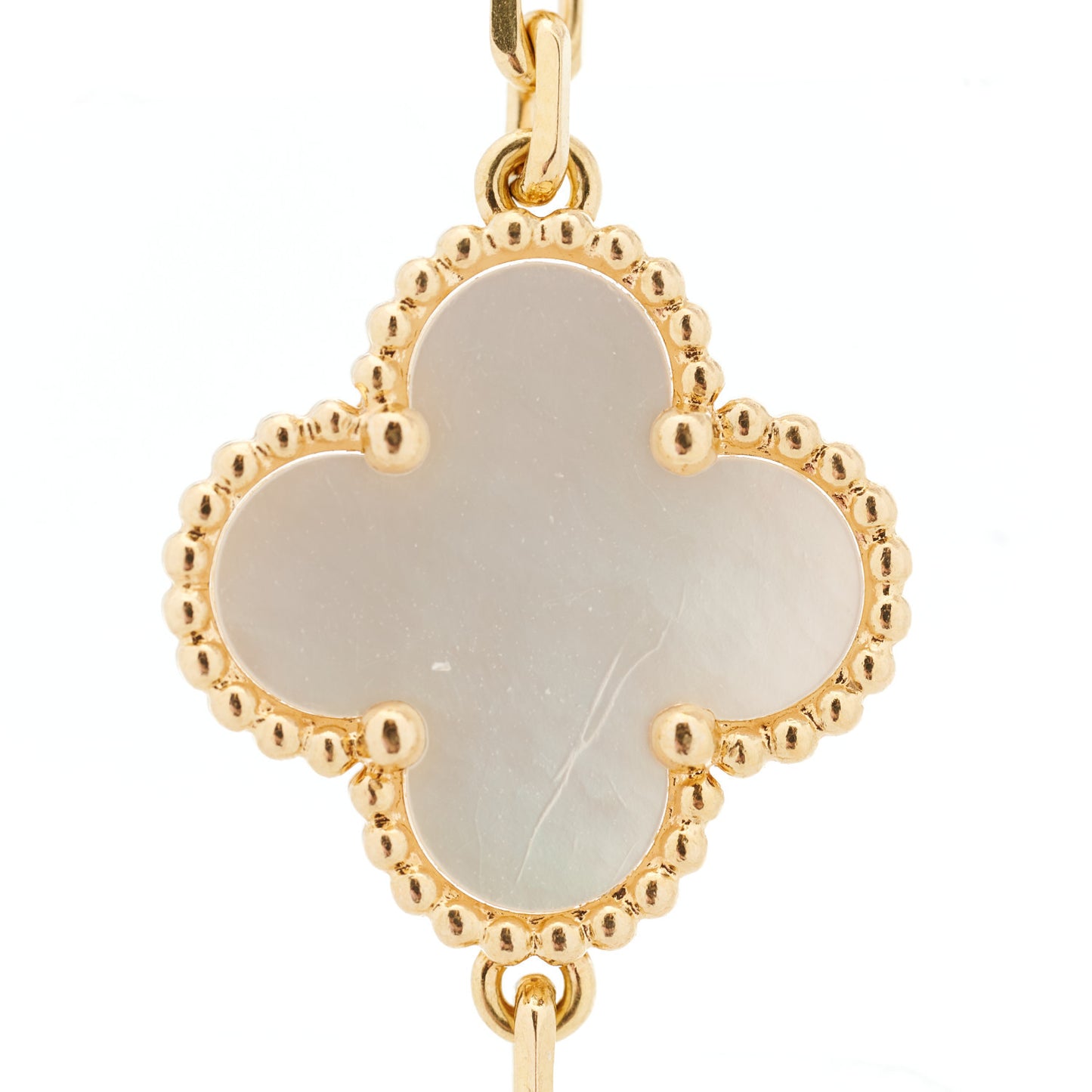 18K Yellow Gold Mother of Pearl 5 Motifs Vintage Alhambra Bracelet