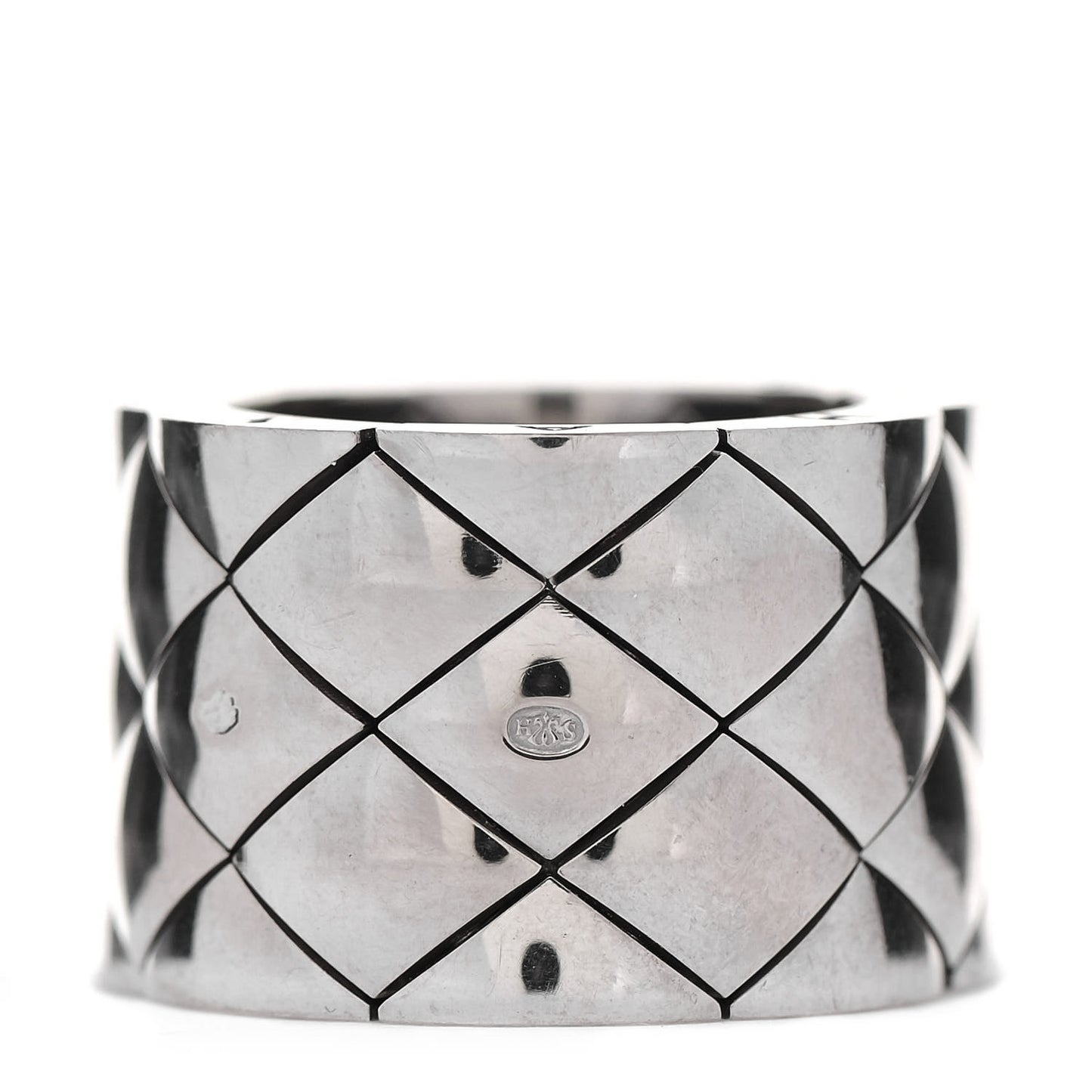 18K White Gold Large Matelasse Ring 50 5.25