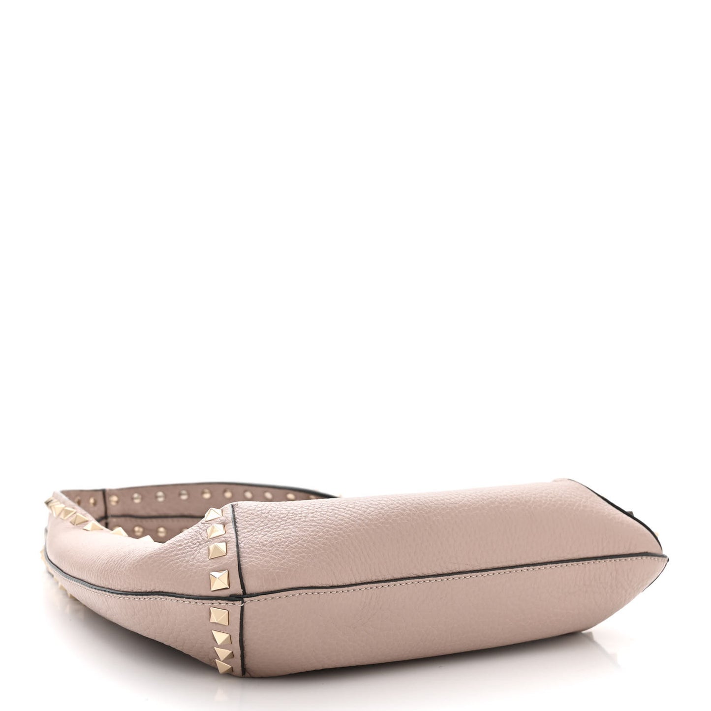 Pebbled Calfskin Small Rockstud Flip Lock Hobo Poudre