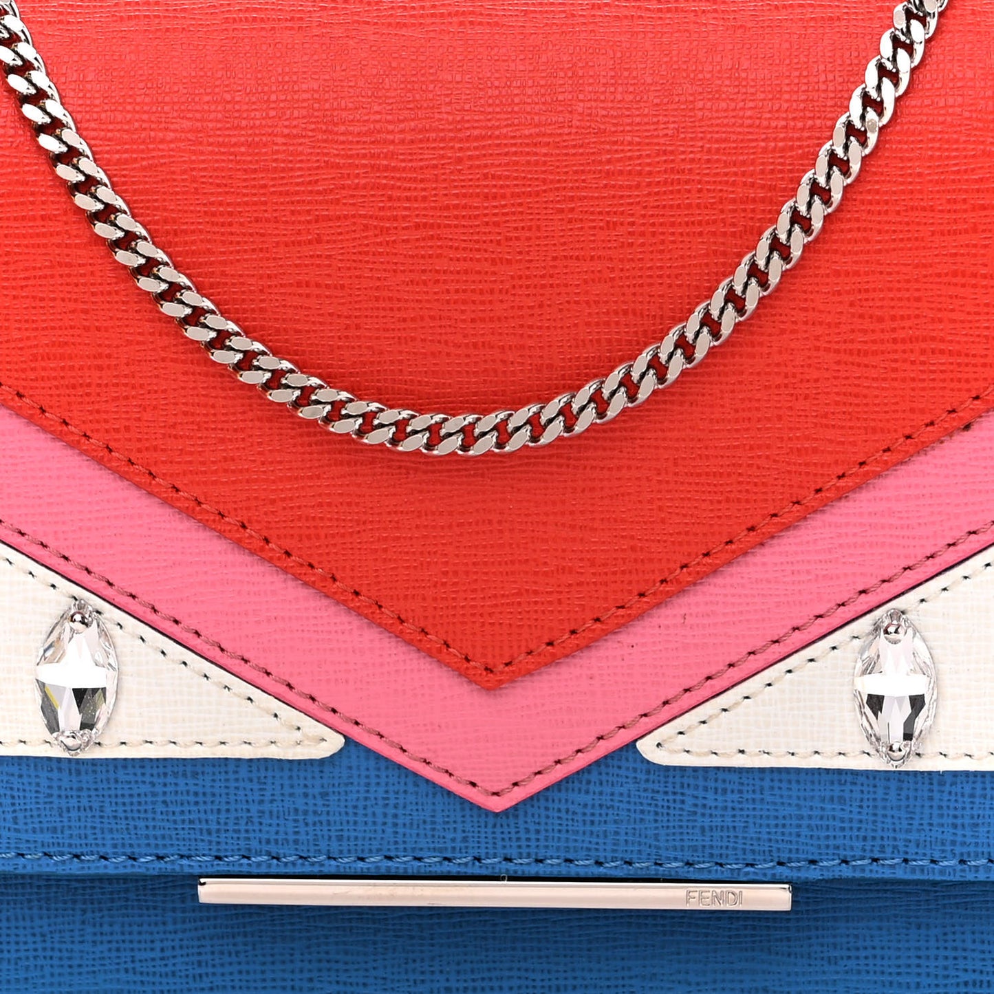 Vitello Elite Crystal Monster Eyes Tube Wallet On Chain Blue Royal Multicolor