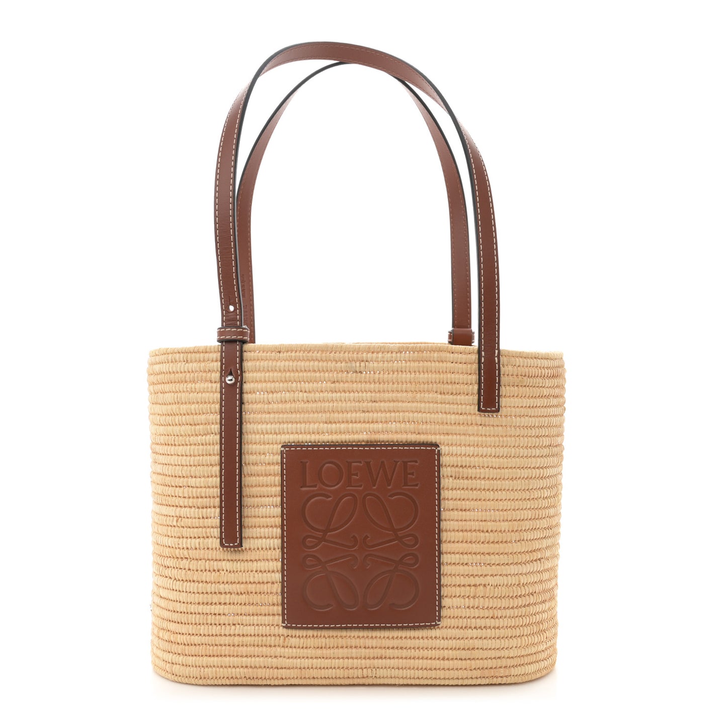 Raffia Small Square Basket Tote Bag Natural Tan