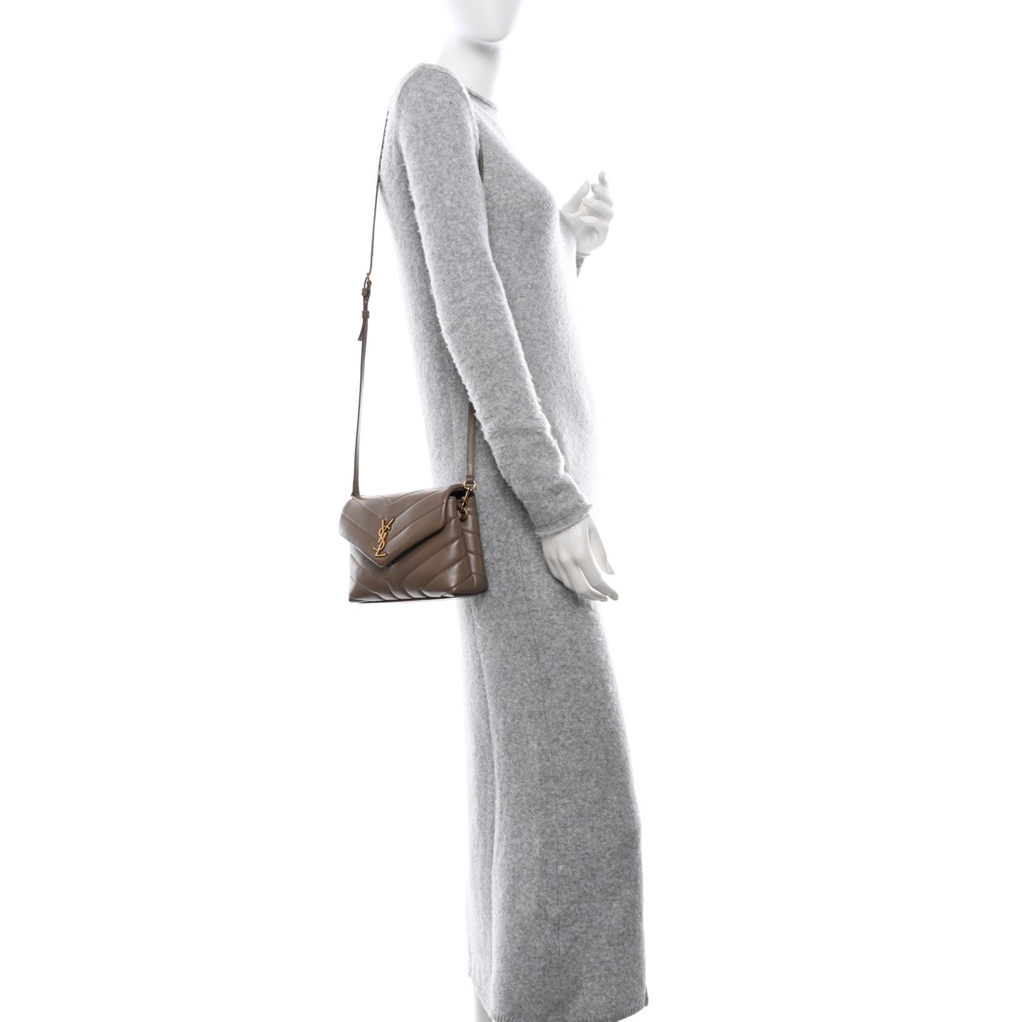 Calfskin Y Quilted Monogram Toy Loulou Crossbody Bag Taupe