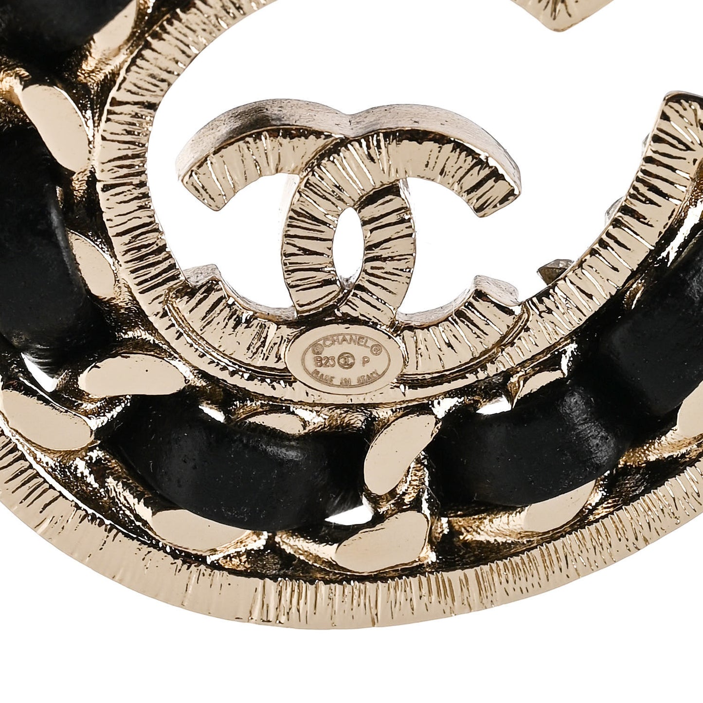 Crystal Lambskin Chain CC No 5 Earrings Gold Black
