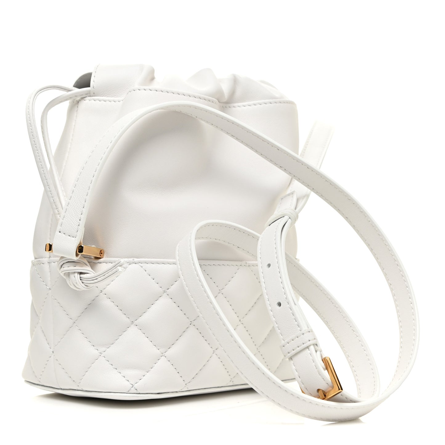 Nappa Quilted Medusa Bucket Bag White