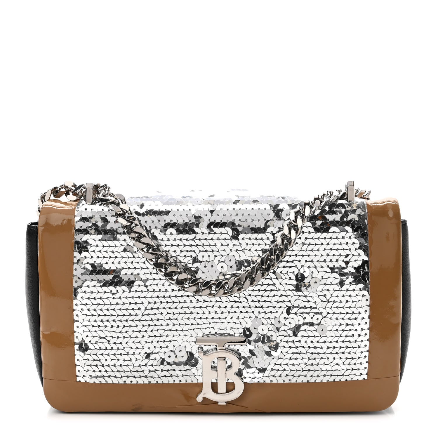 burberry sequin star leather blend backpack Burberry Patent Sequin Embellished Small TB Lola Bag Black 1191607 – FASHIONPHILE