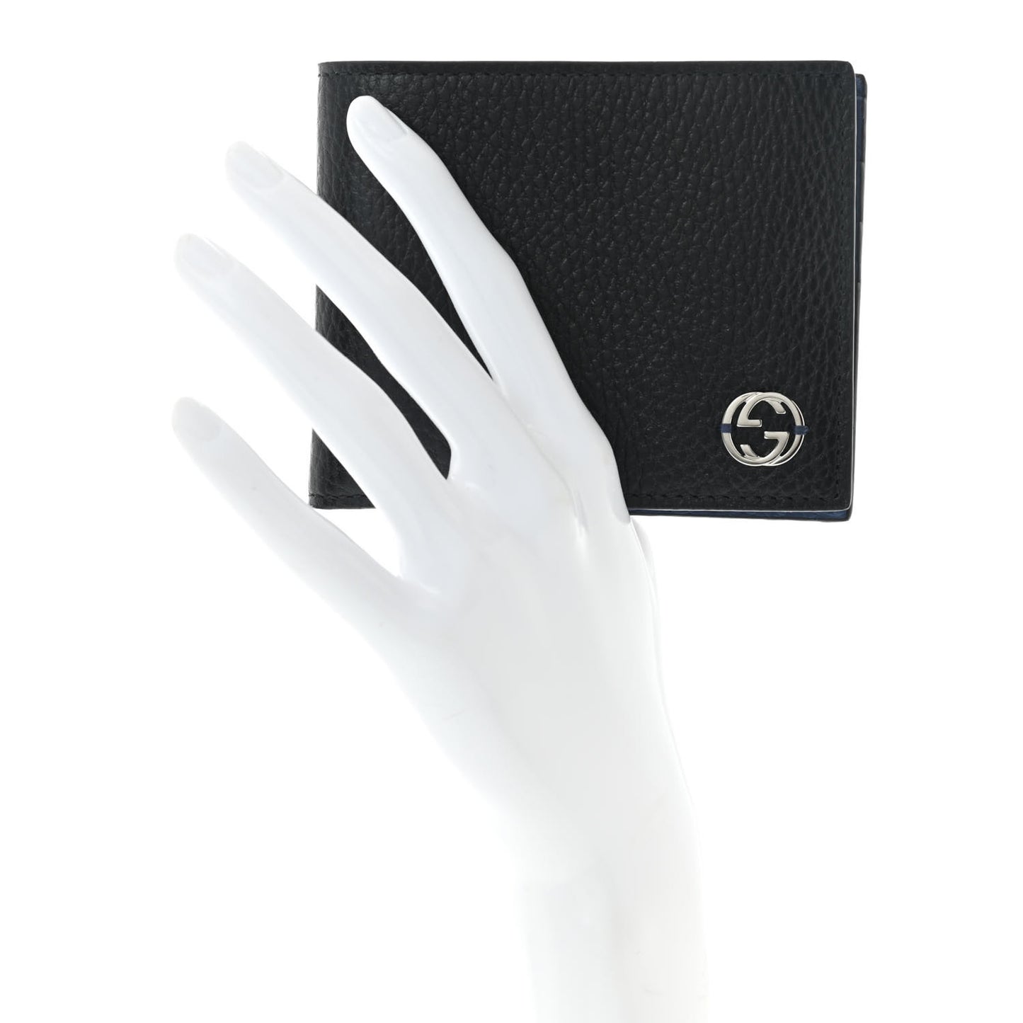 Dollar Calfskin Bi-Color Interlocking G Bi-Fold Wallet Black Caspian