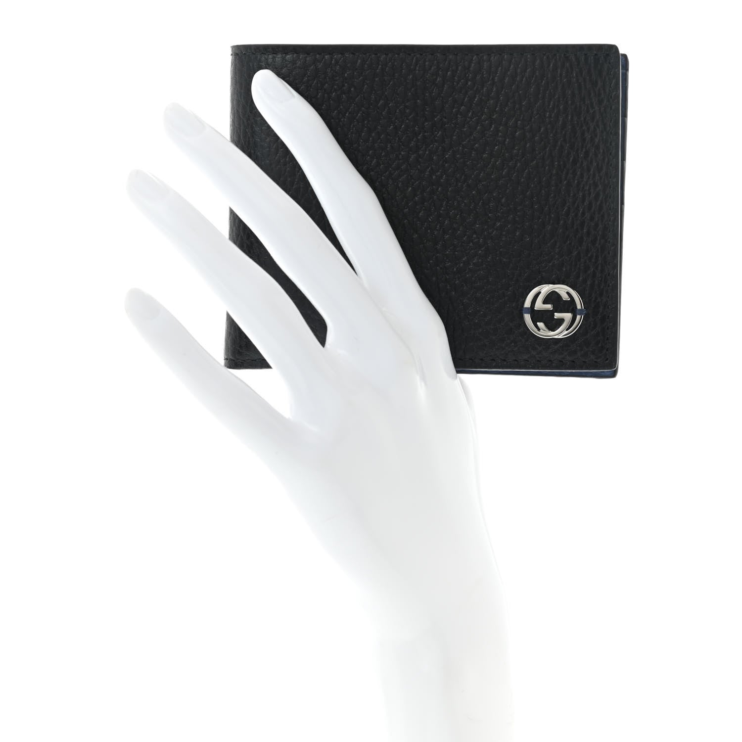 Gucci Dollar Calfskin Bi-Color Interlocking G Bi-Fold Wallet Black Caspian 2 of 8
