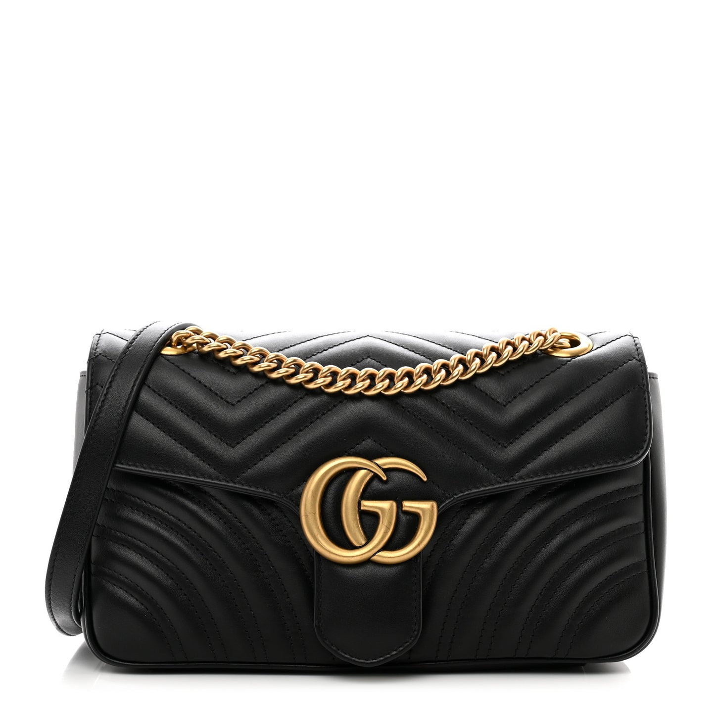 Calfskin Matelasse Small GG Marmont Shoulder Bag Black