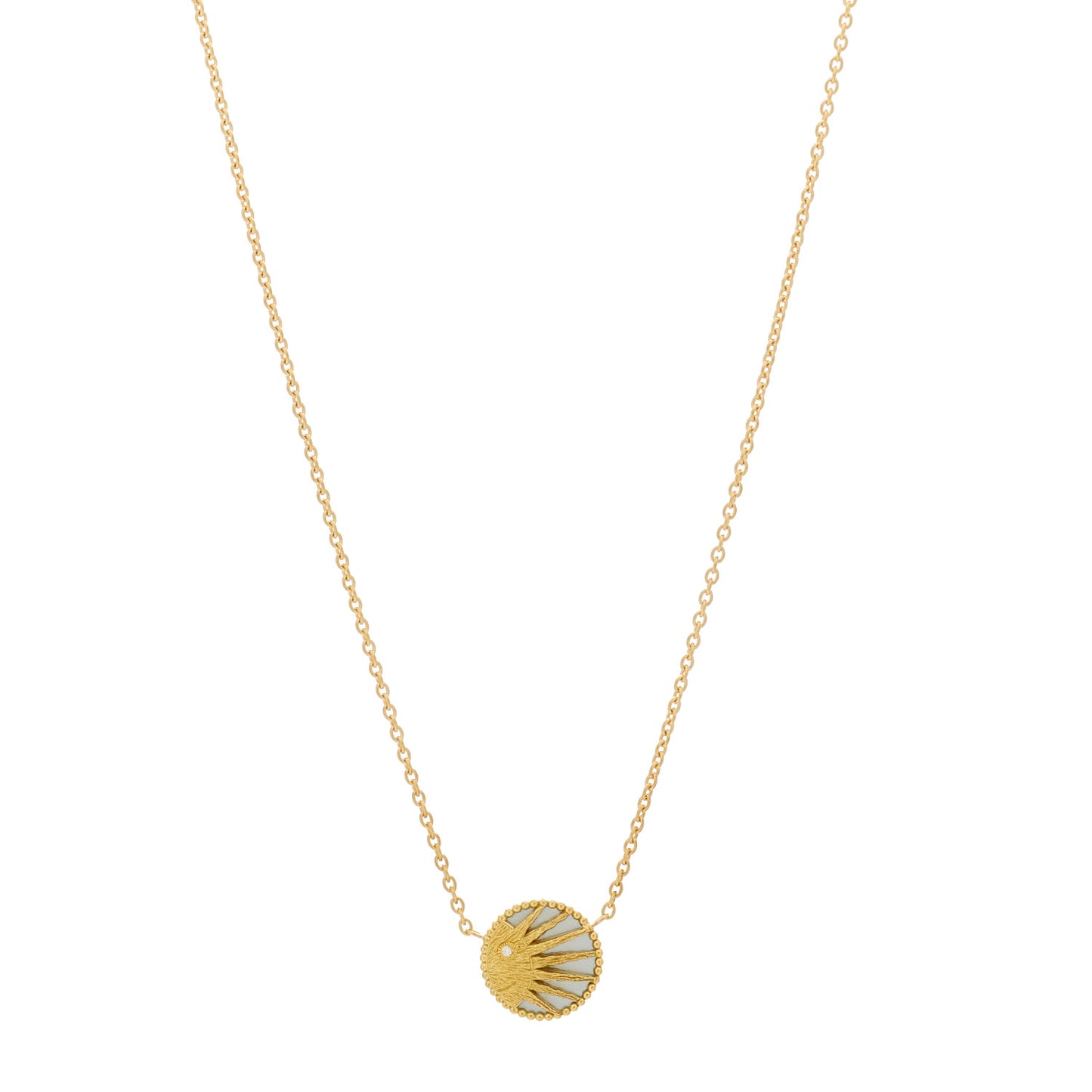 18K Yellow Gold Platinum Diamond Black Onyx Mother of Pearl Rose Celeste Pendant Necklace