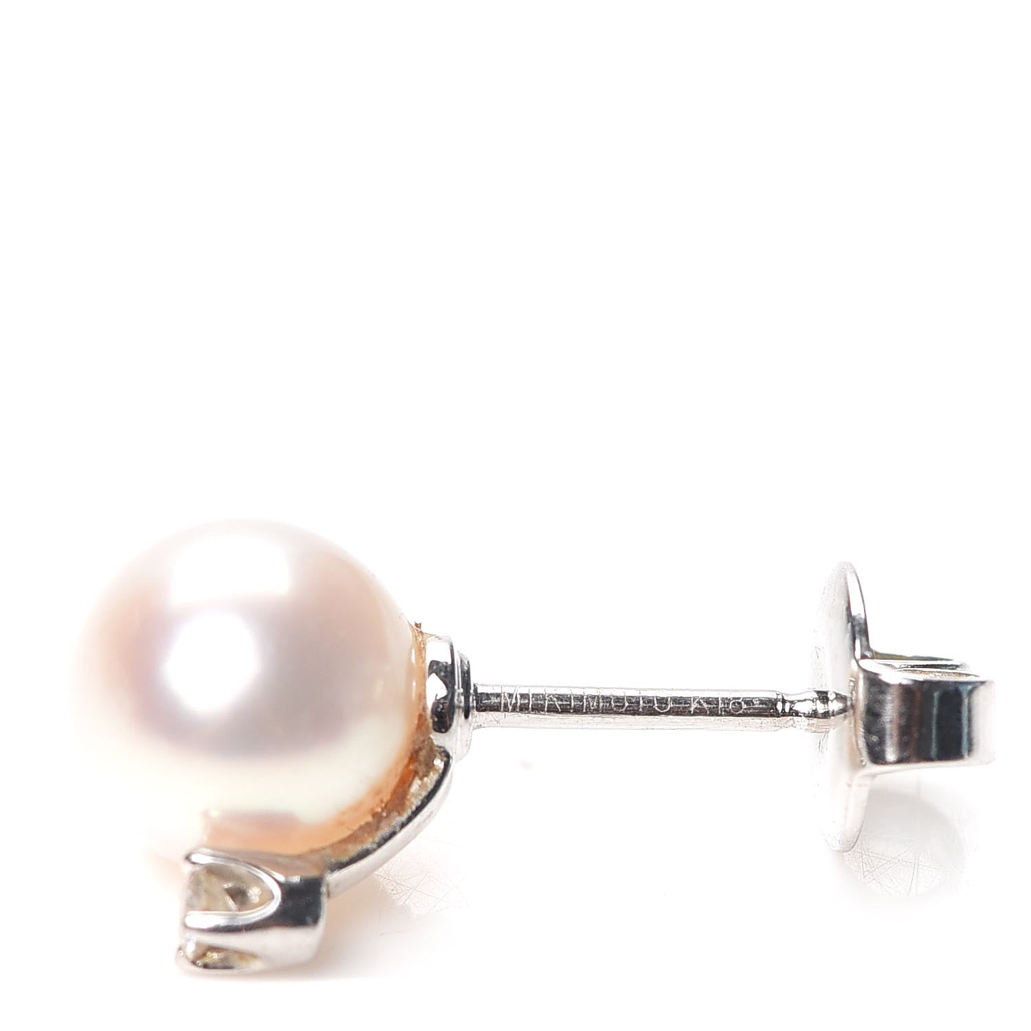 Mikimoto 18K White Gold Diamond Akoya Pearl 7-7.5mm Stud Earrings 4 of 5