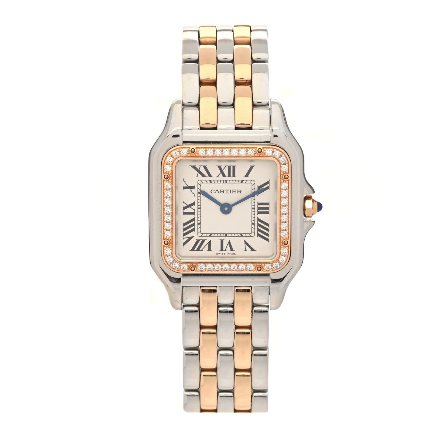 Stainless Steel 18K Pink Gold Diamond 27mm Panthere Quartz Watch
