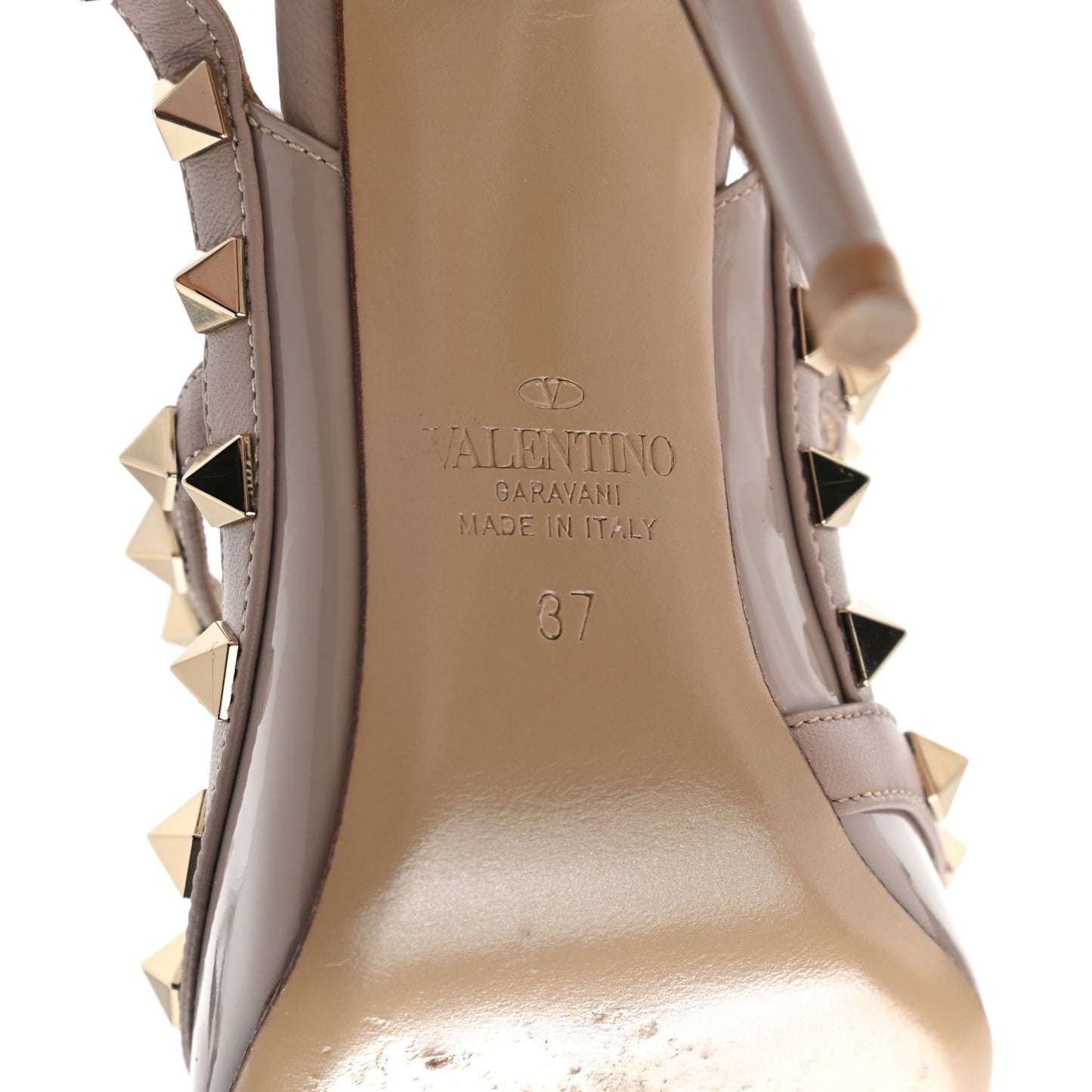Patent Nappa Rockstud Ankle Strap 100mm Pumps 37 Poudre