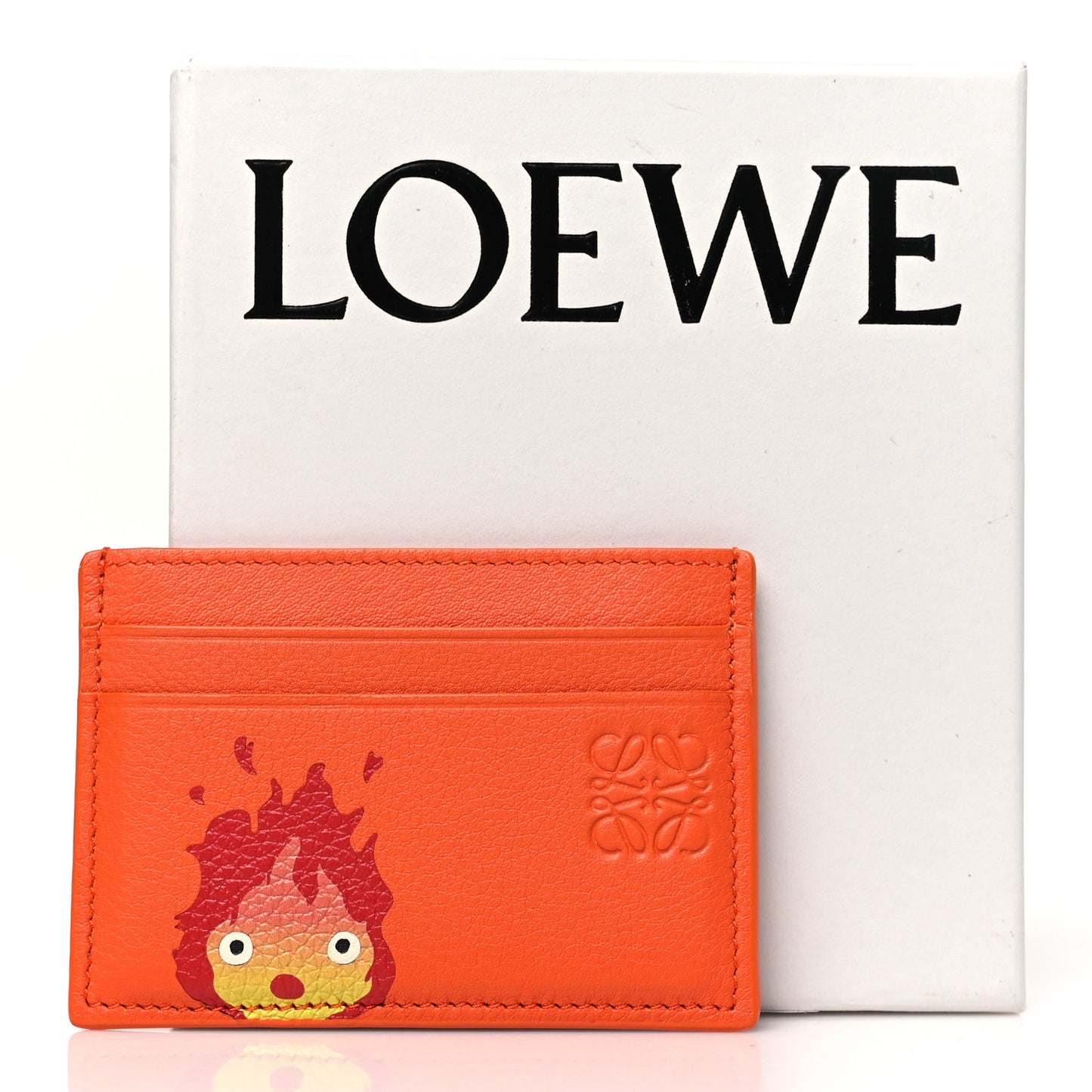 X HOWL'S MOVING CASTLE Calfskin Calcifer Card Holder Orange