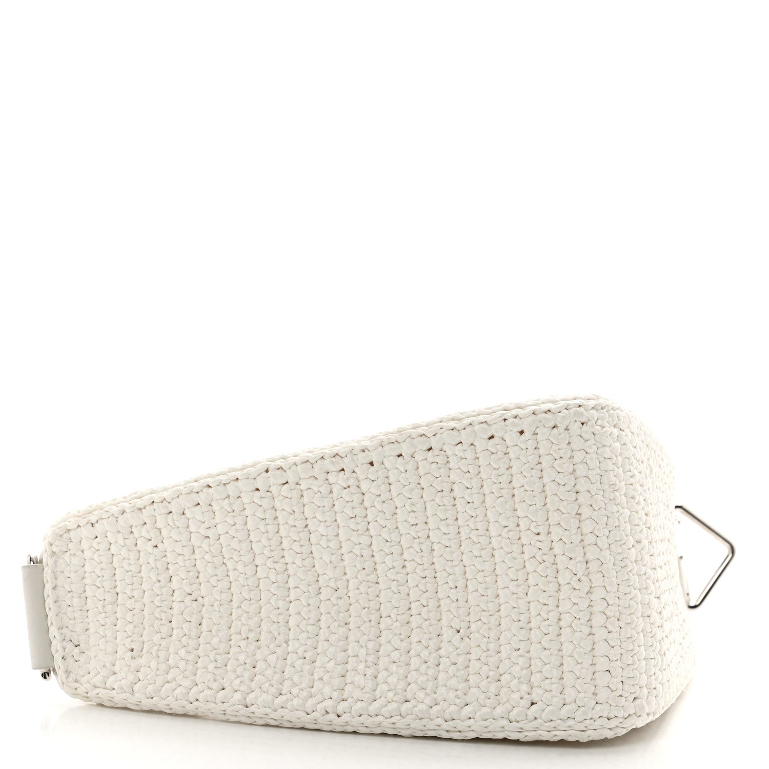 Prada Yarn Raffia Effect Crochet Triangle Shoulder Bag White 4 of 9