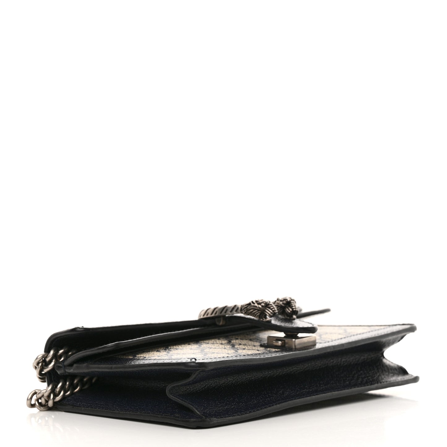 GG Supreme Monogram Textured Dollar Calfskin Small Rectangular Dionysus Shoulder Bag Beige Blue