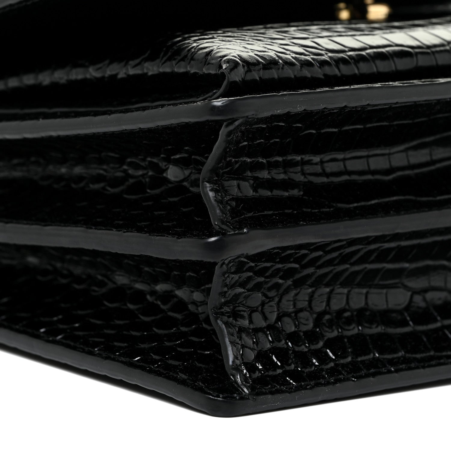 Saint Laurent Calfskin Crocodile Embossed Medium Monogram Sunset Black 10 of 14