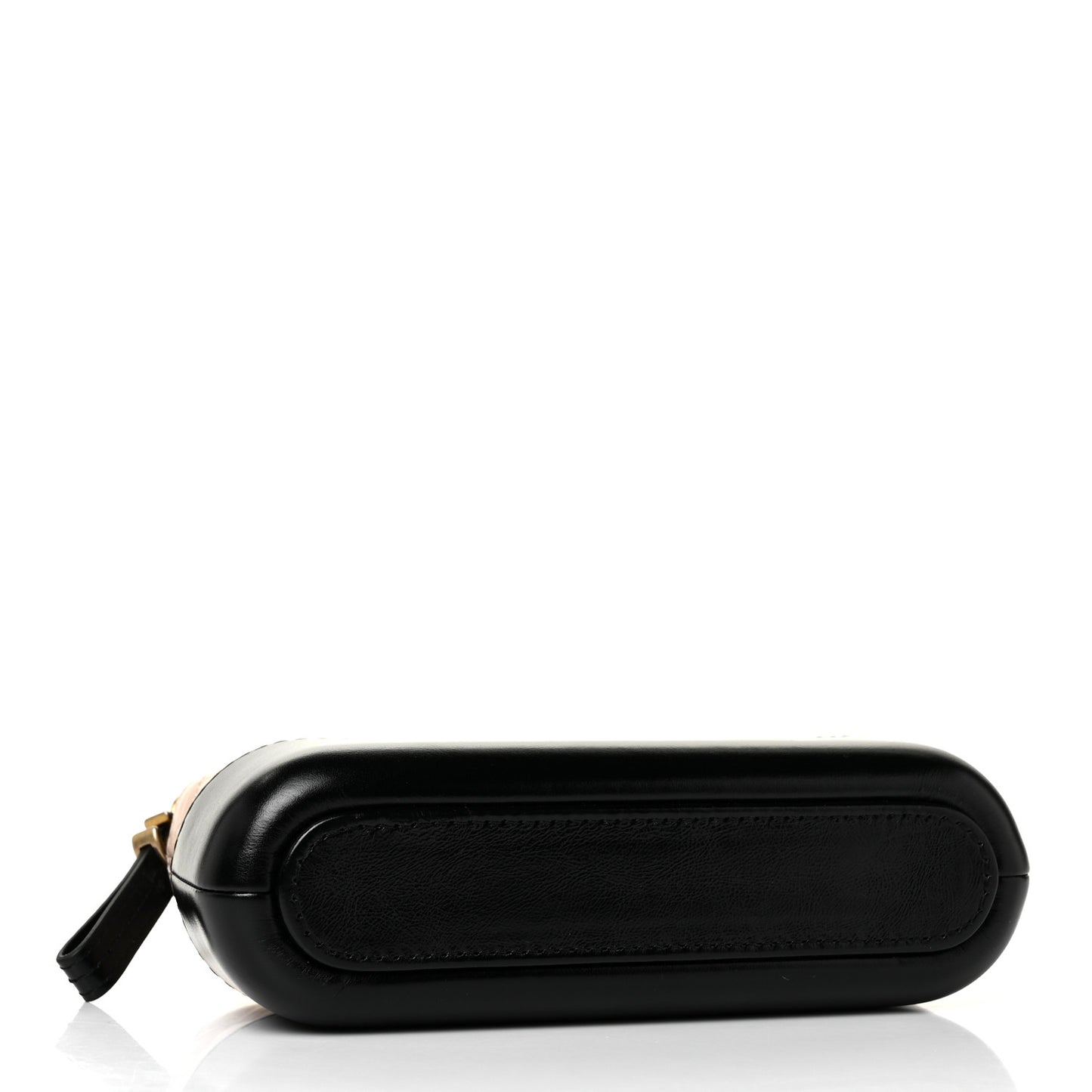 Aged Calfskin Quilted Small Gabrielle Clutch With Chain Beige Black