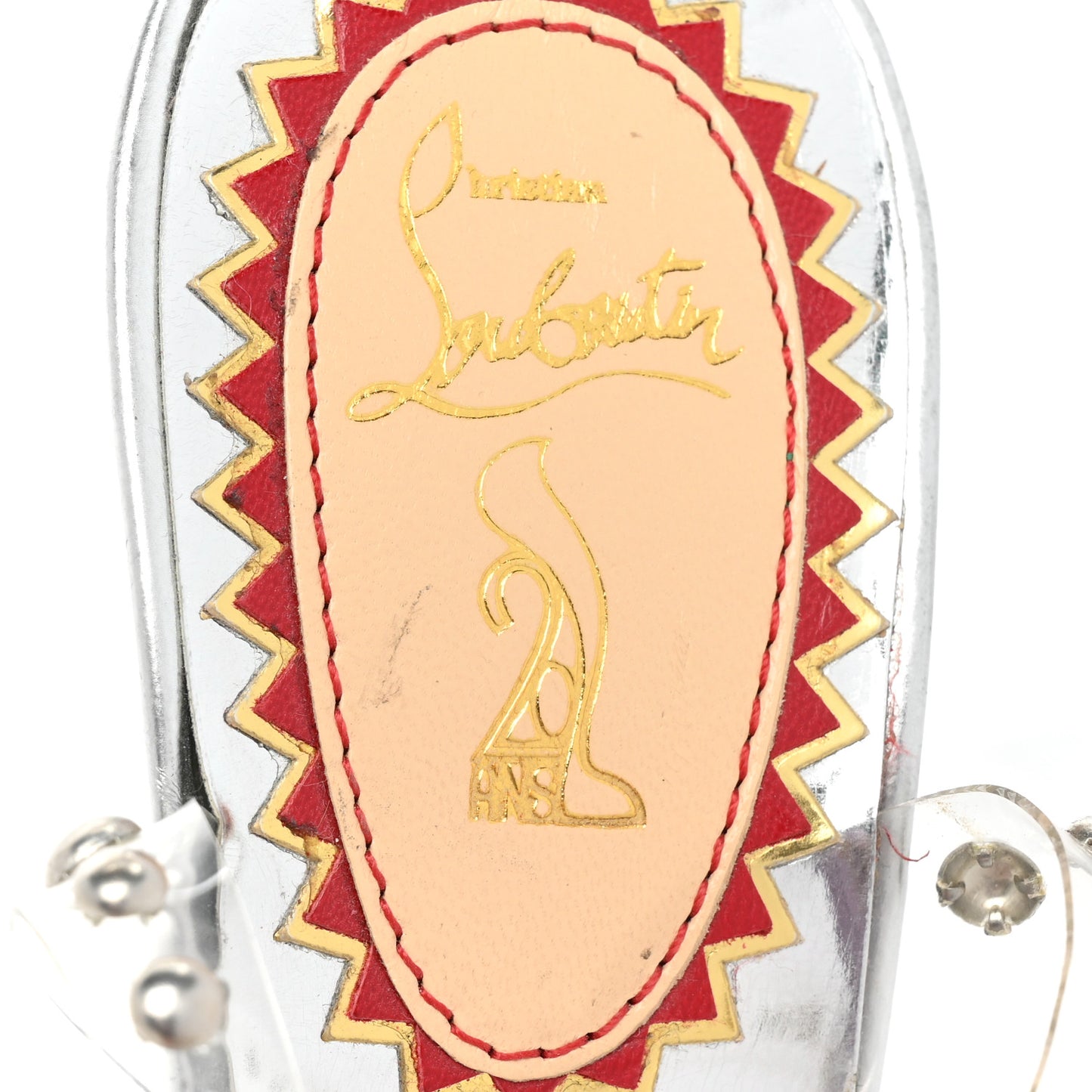 PVC Specchio Calfskin Icone A Clous 100 Sandals 36.5 Version Silver
