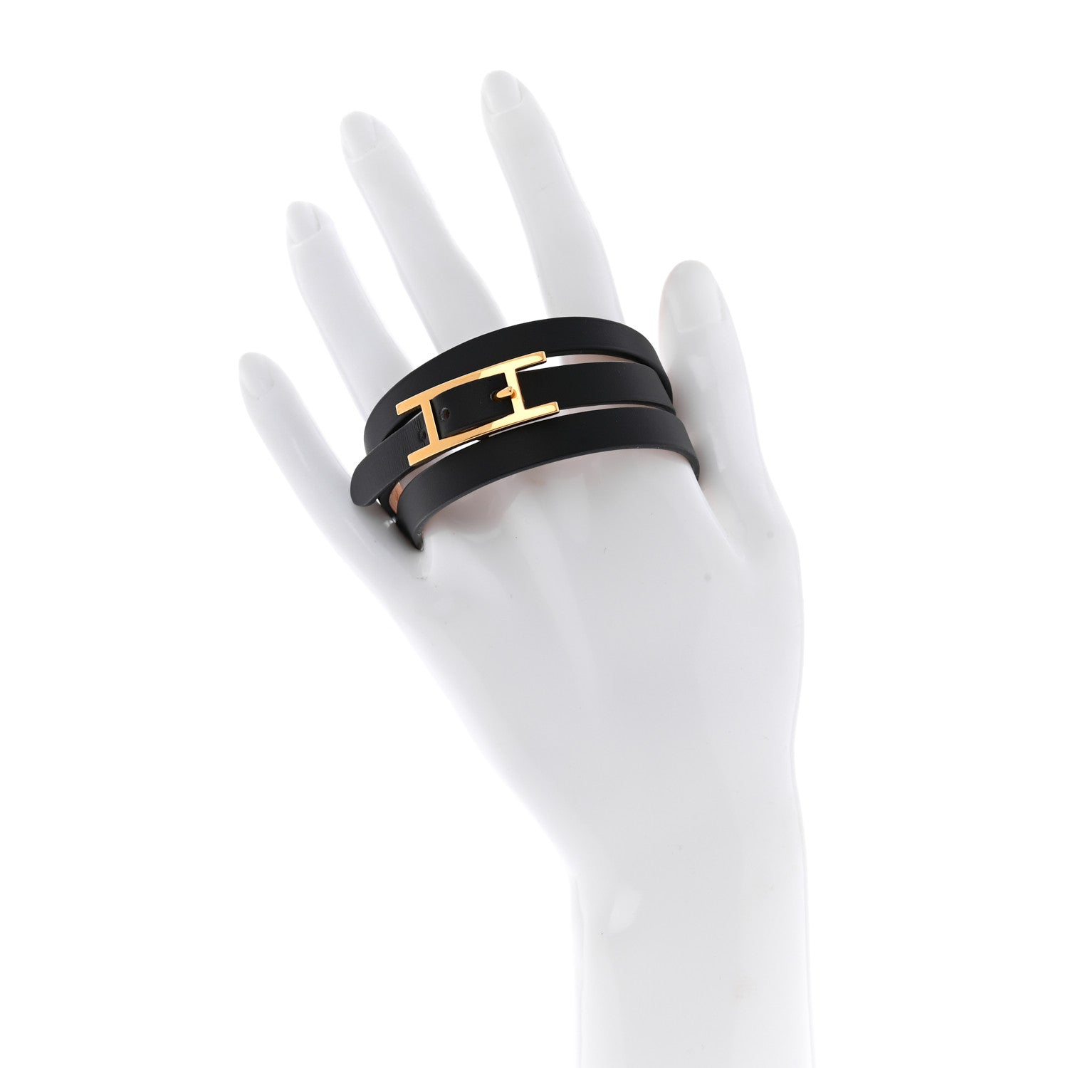 Hermes Chamonix Hapi 3 MM Triple Tour Bracelet T3 Black 2 of 8