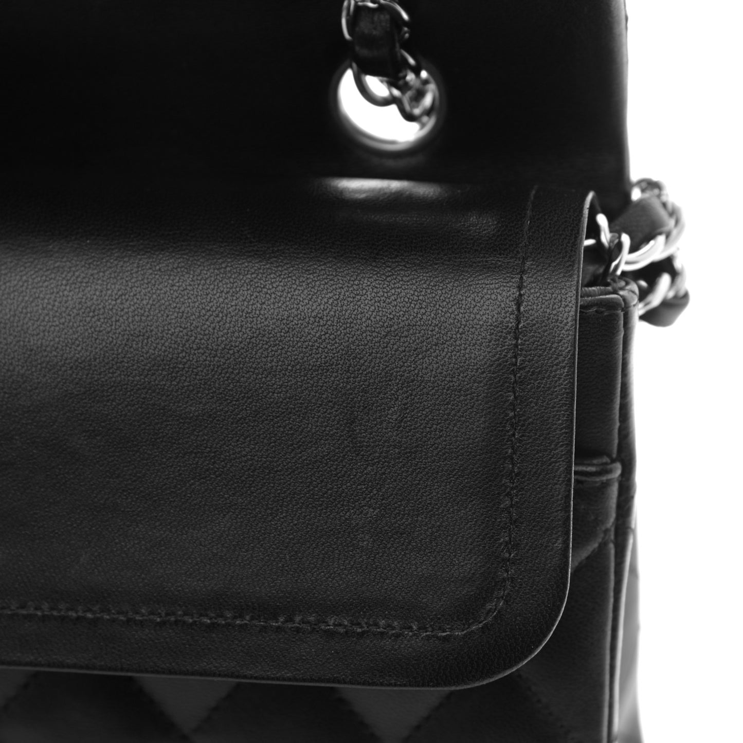 Lambskin Quilted Medium Double Flap Black