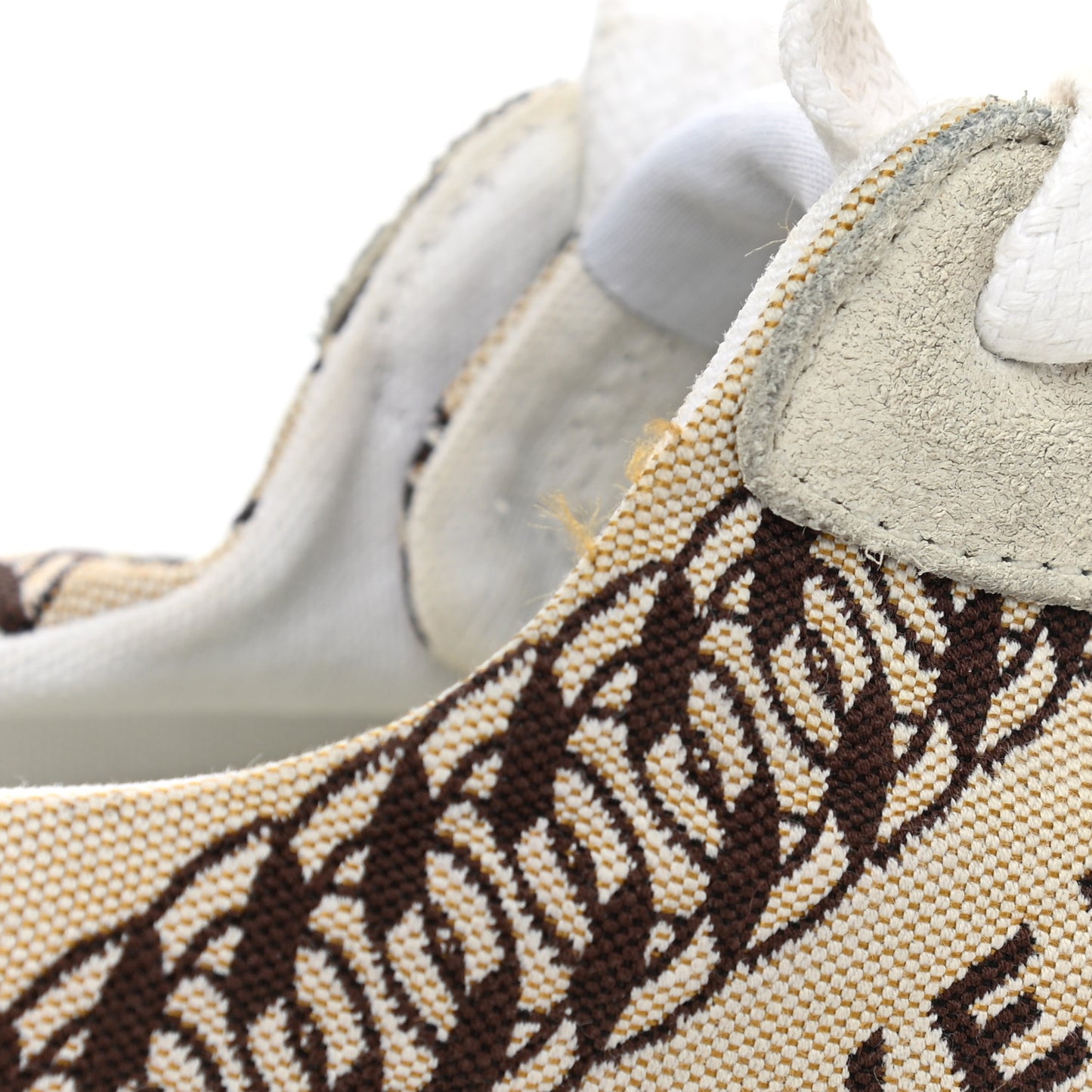 Canvas Chain Logo Printed Womens Tennis Sneakers 38 Beige Brown