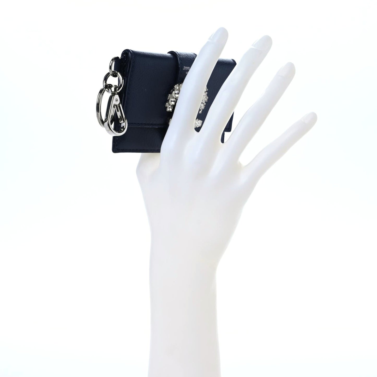Calfskin Crystal Cheri Charm Case Wallet Navy Blue