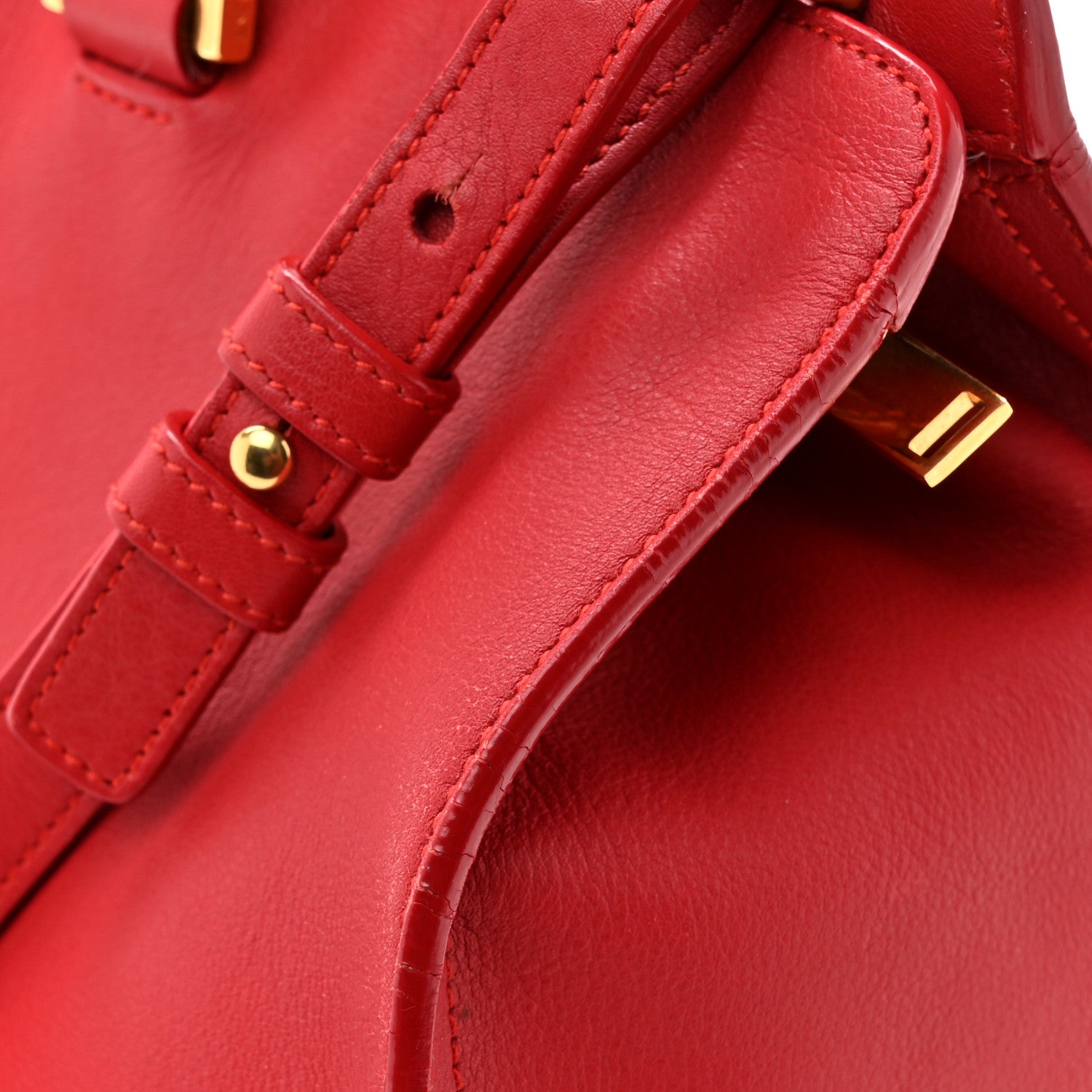 Saint Laurent Calfskin Small Monogram Cabas Lipstick Red 20 of 25
