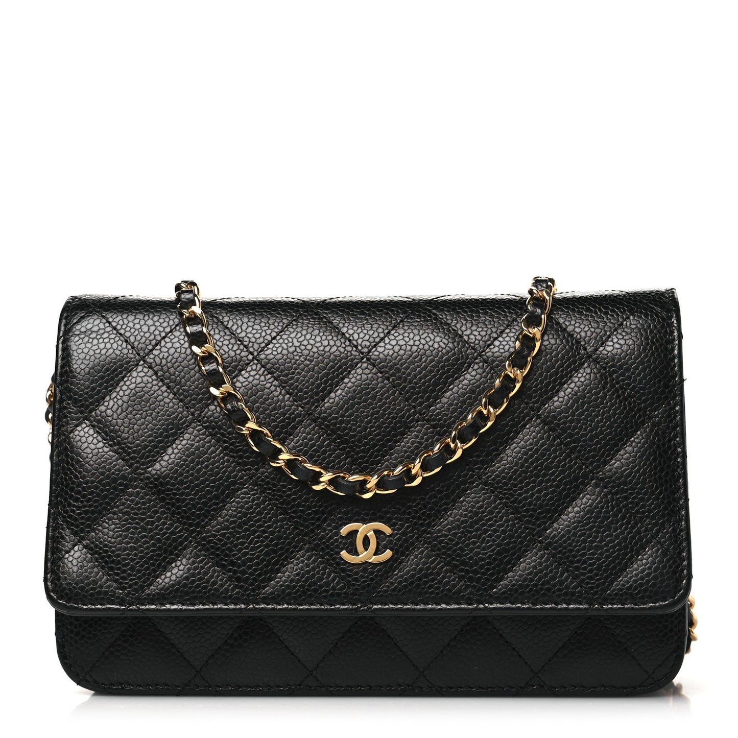 Caviar Quilted Wallet on Chain WOC Black