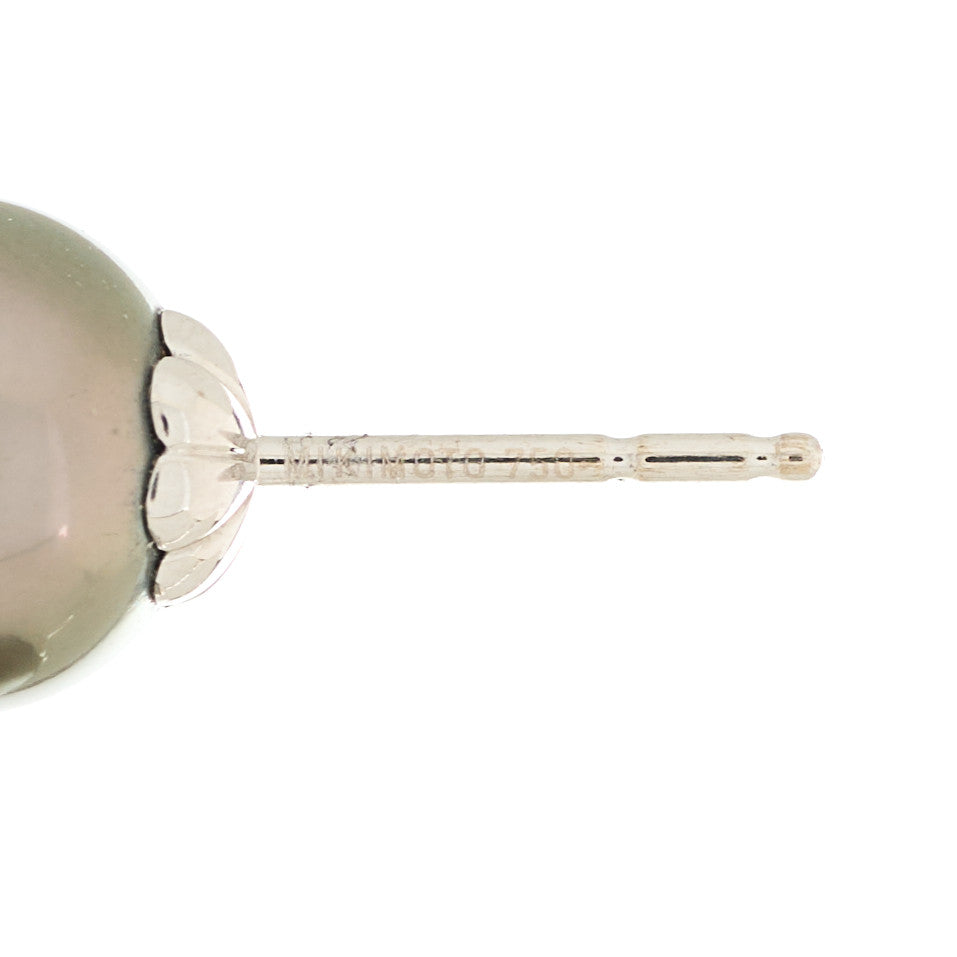 18K White Gold Black South Sea Pearl 9mm Stud Earrings