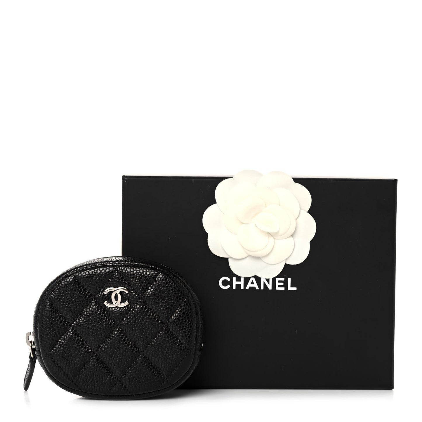 Caviar Quilted Zip Around Classic Coin Purse Black
