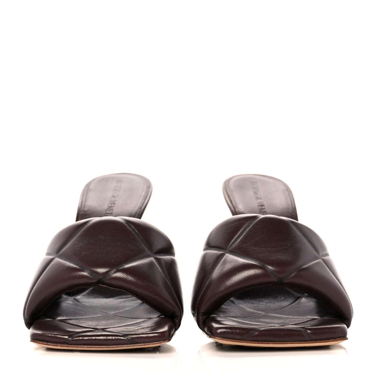 Nappa Quilted Rubber Lido Mule Sandals 36.5 Bitter Chocolate