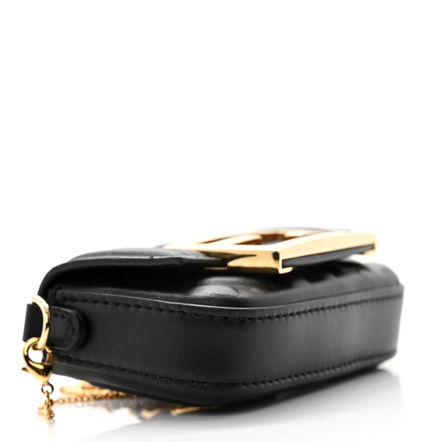 Nappa Matisse FF Embossed Nano Maxi Buckle Baguette Charm Black