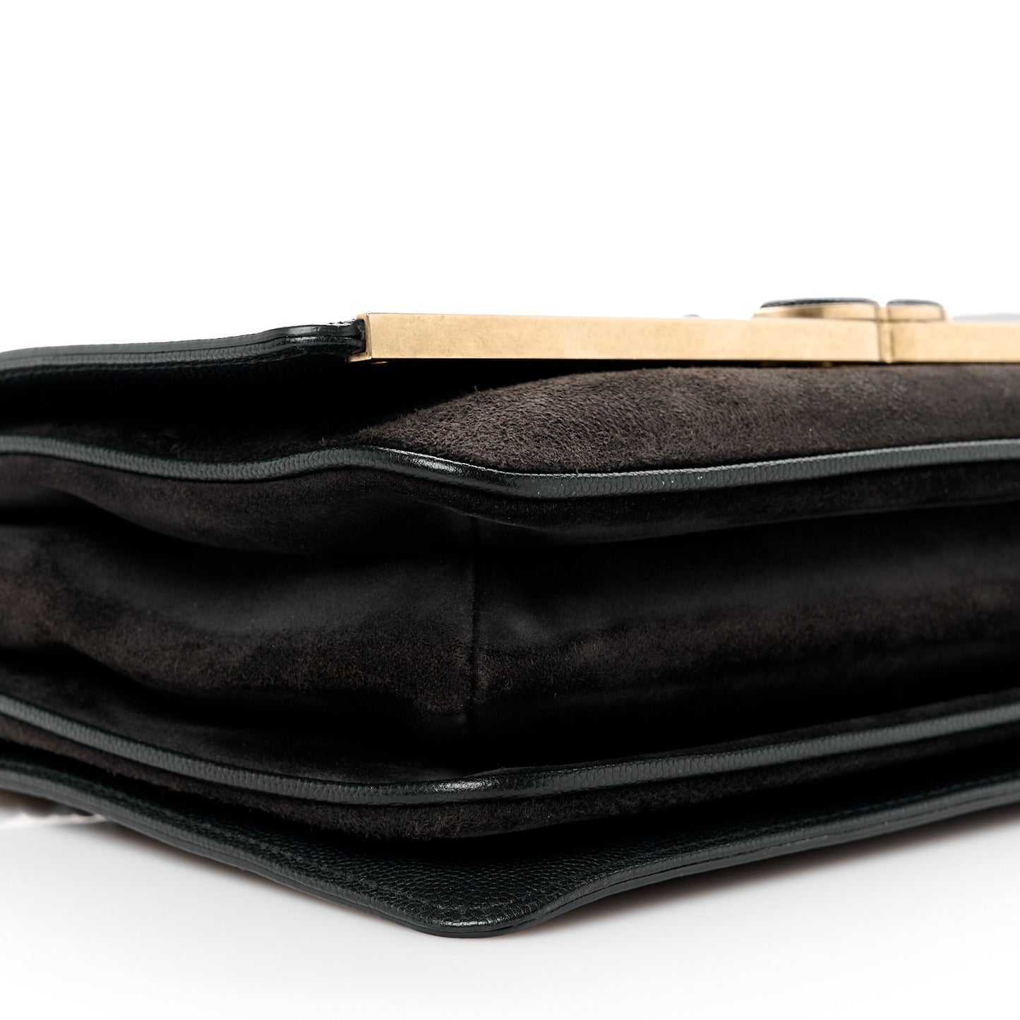 Caviar Suede Stitched Lady Coco Flap Black