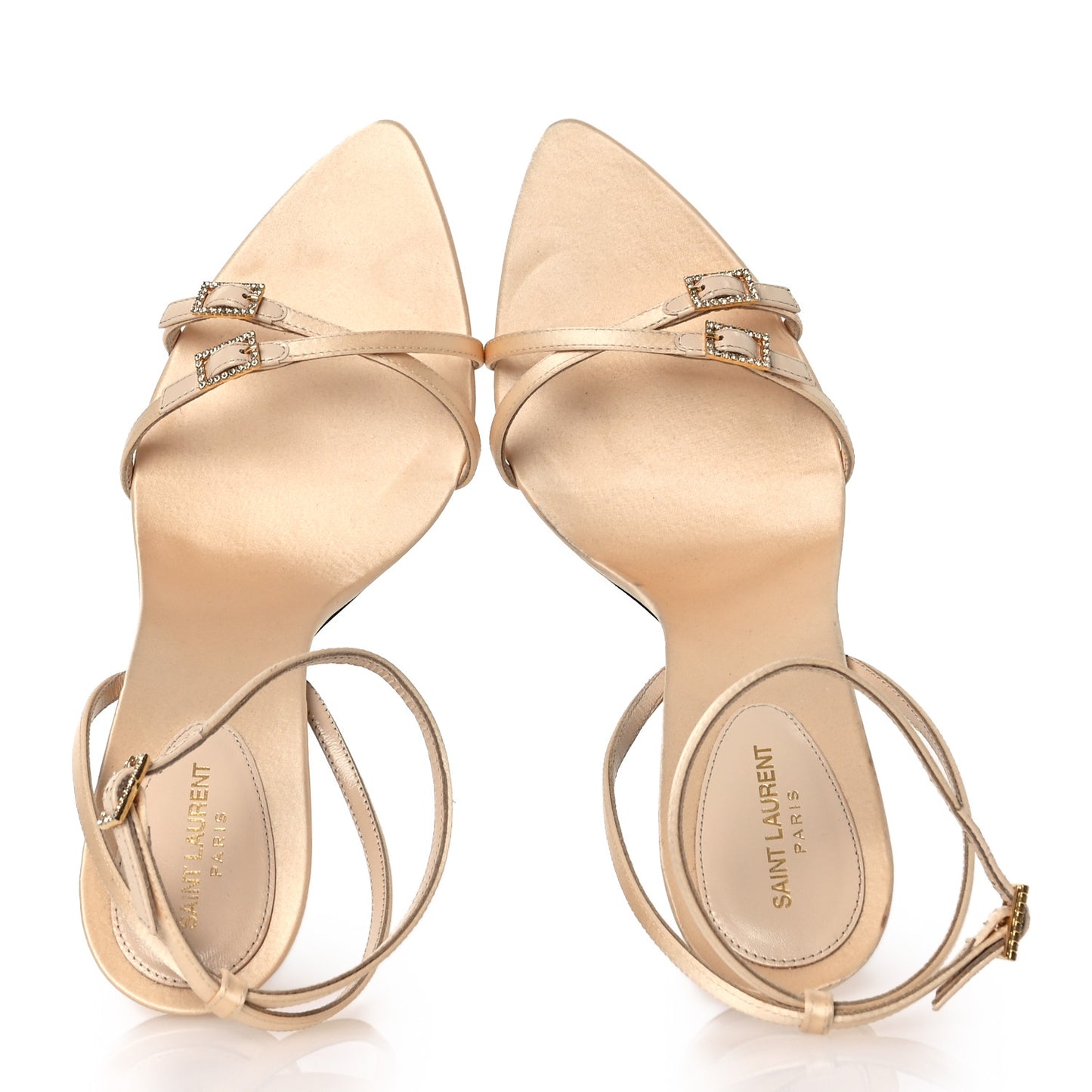 Calfskin Satin Crystal Gippy 110 Sandals 41 Soft Nude