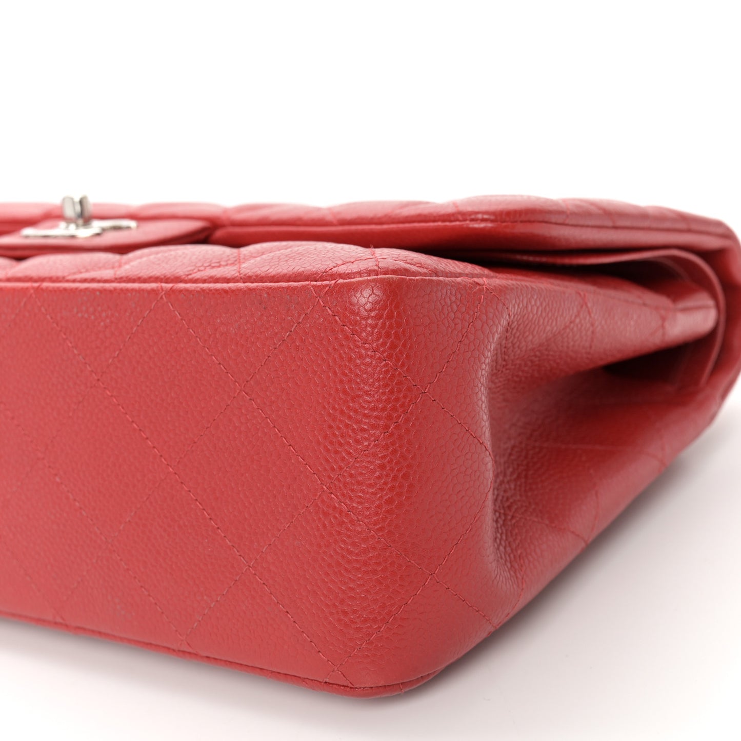 Caviar Quilted Jumbo Double Flap Red