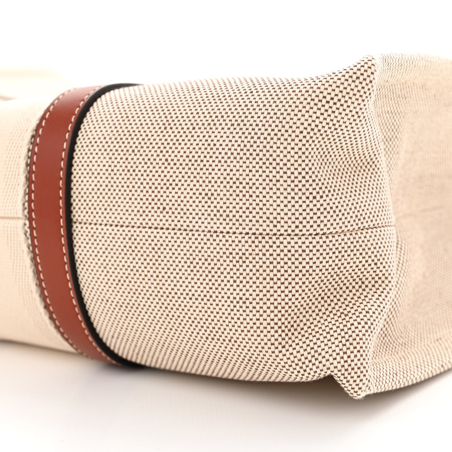 Cotton Calfskin Large Woody Ribbon Tote White Brown