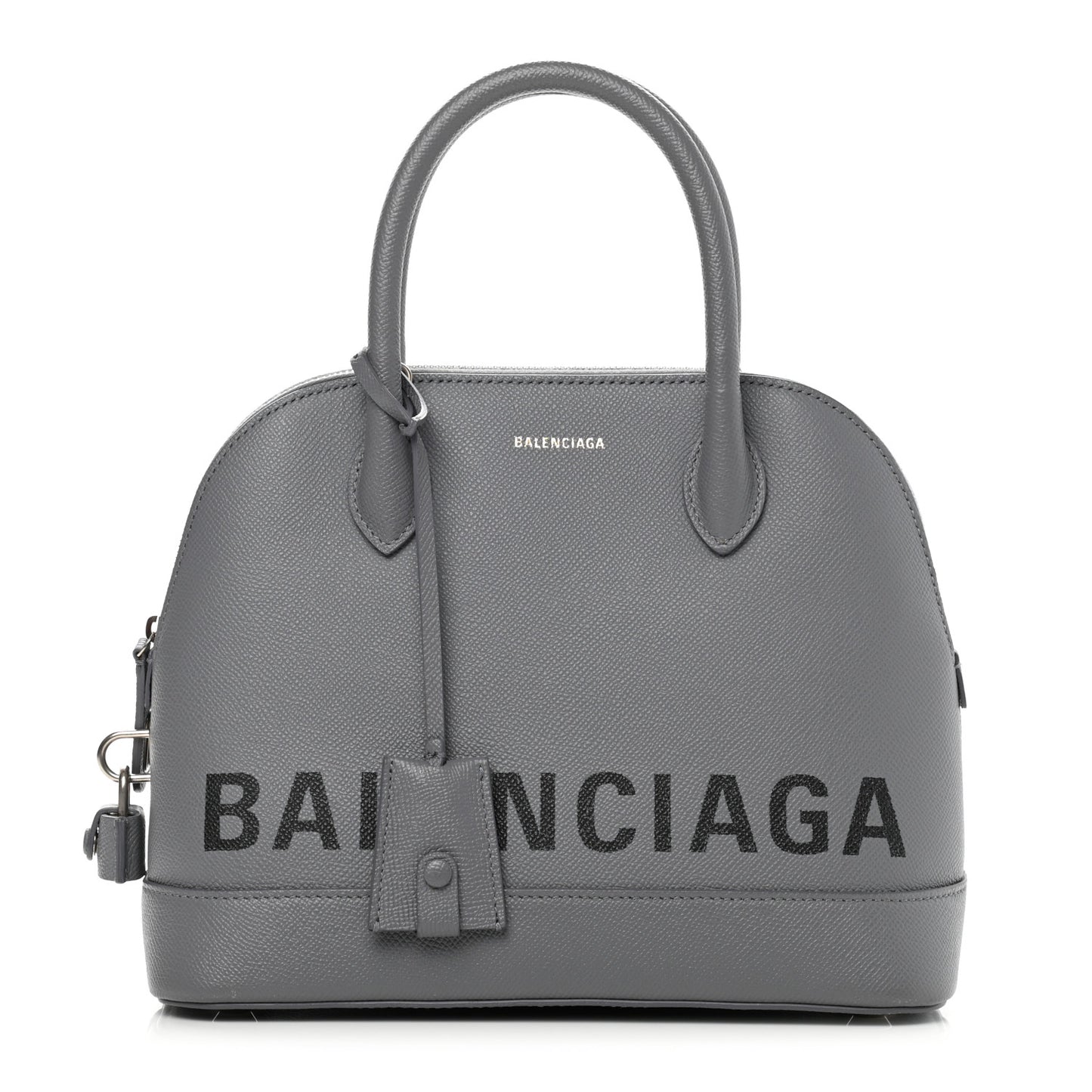 Grained Calfskin S Ville Top Handle Bag Gris Glace