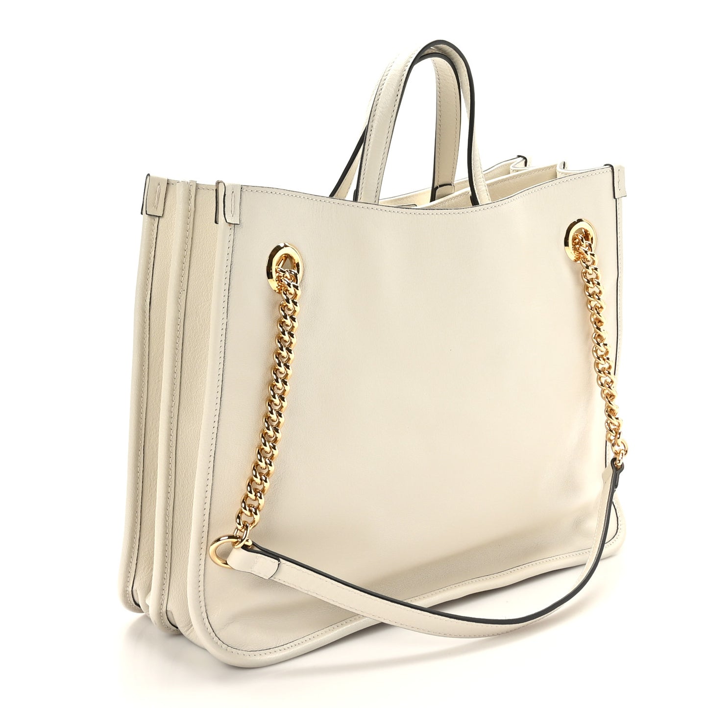 New Sakai Calfskin Lux Medium Horsebit 1955 Tote Bag Mystic White