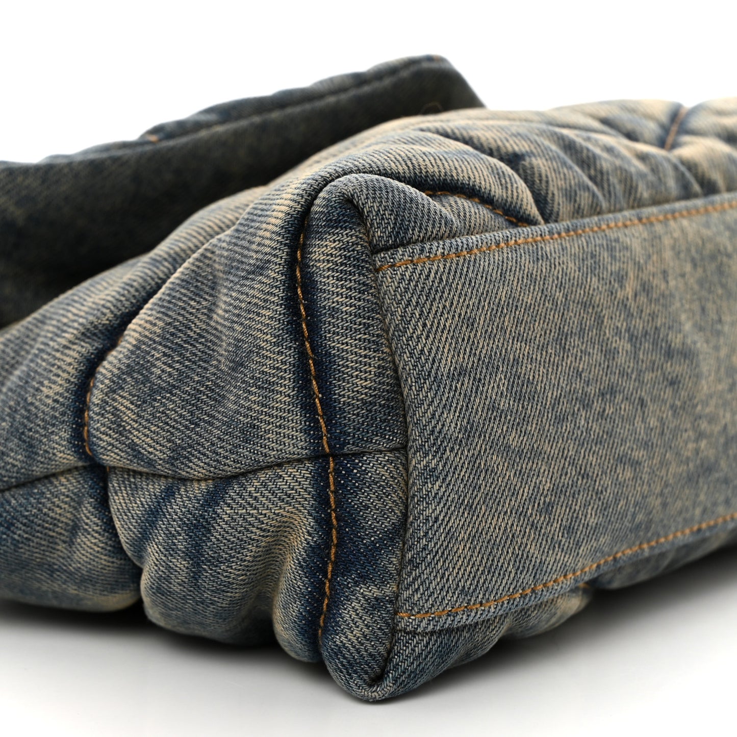 Denim Quilted Toy Loulou Puffer Monogram Chain Satchel Blue Cinnamon