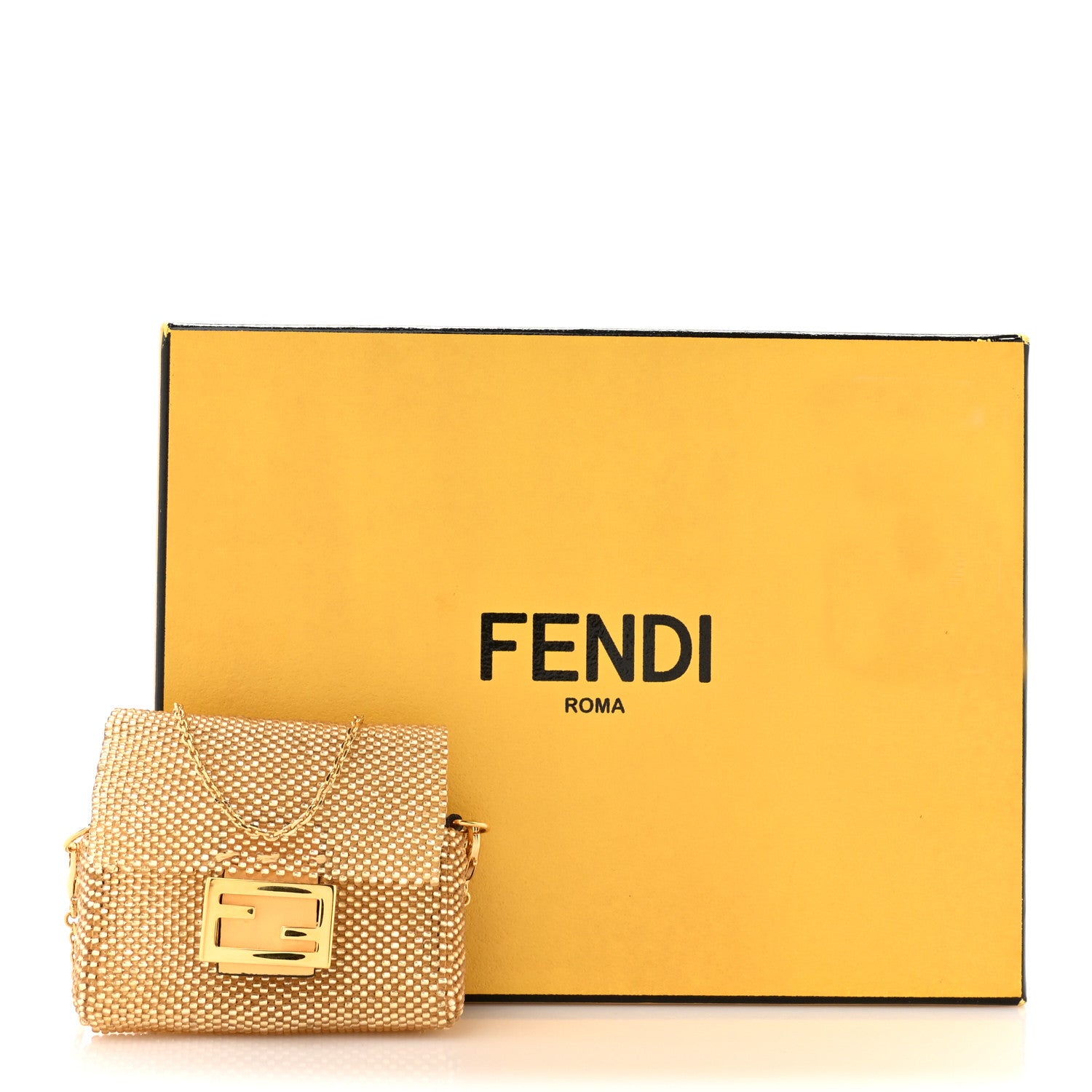 Fendi Glass Vitello King Beaded Mini Pico Baguette Charm Semolino 11 of 11