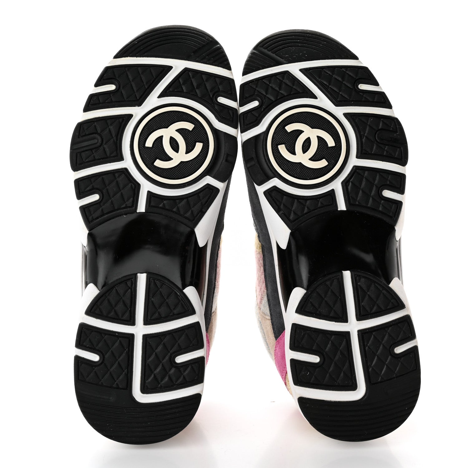 Chanel Tweed Suede CC Sneakers 36 Grey Pink Multicolor 5 of 12