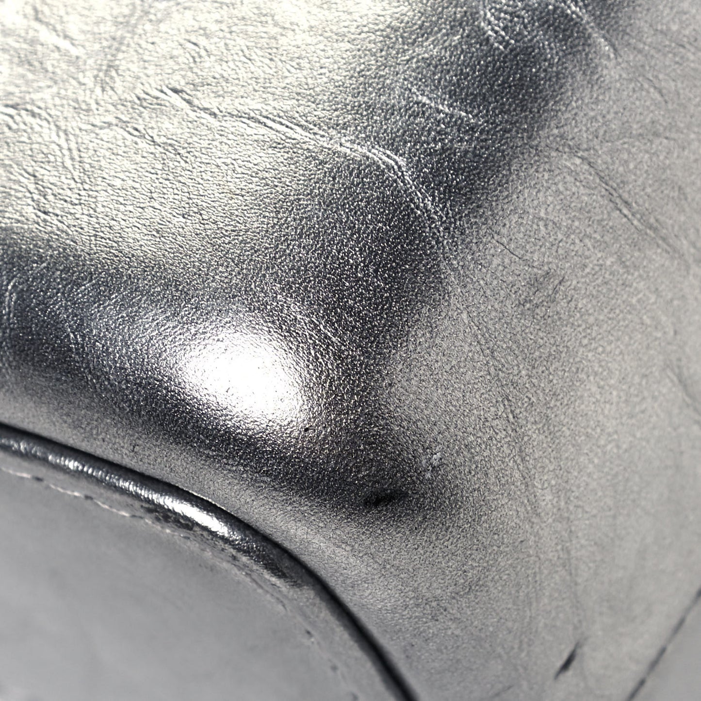 Metallic Aged Calfskin Quilted Large Gabrielle Silver