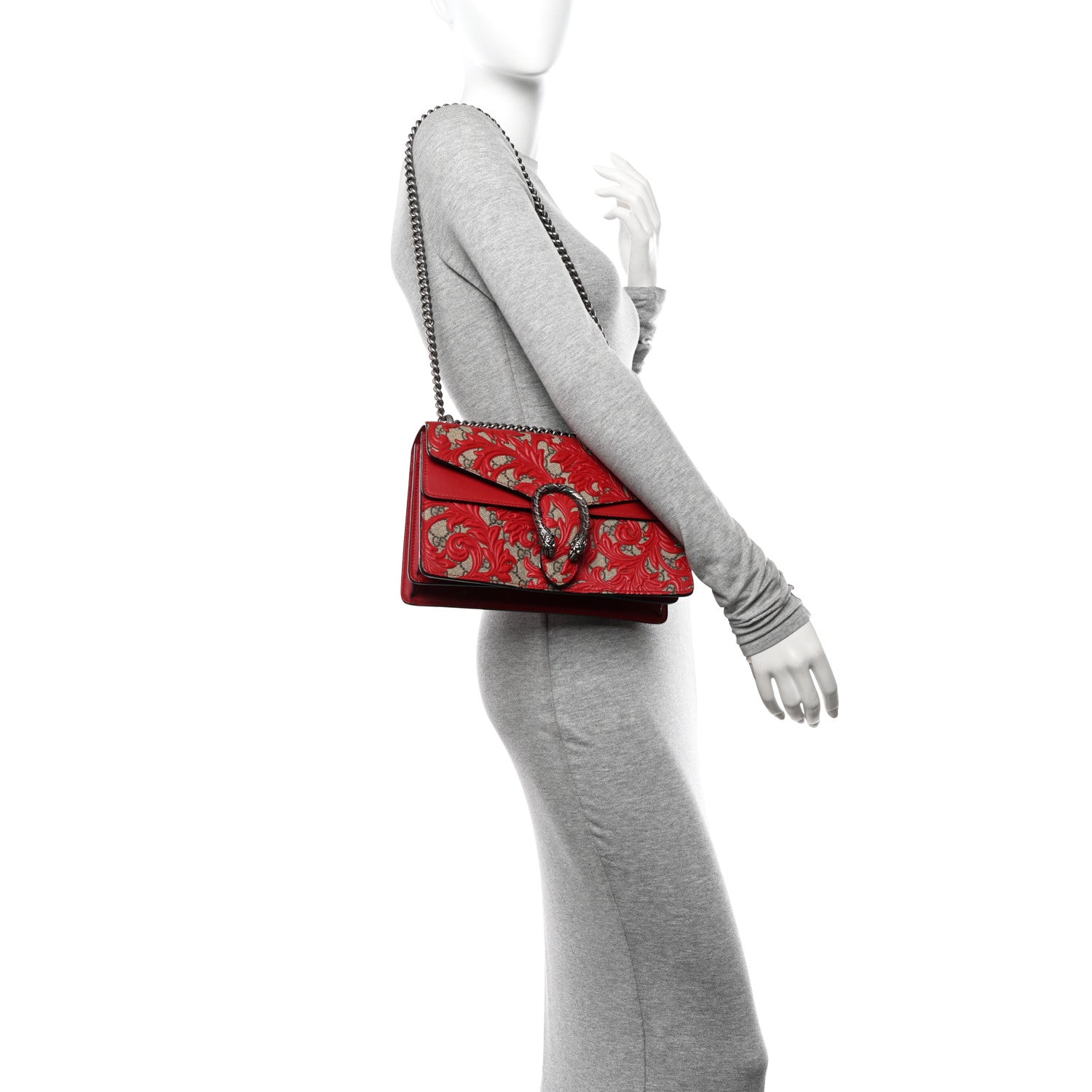 Gucci GG Supreme Monogram Arabesque Small Dionysus Shoulder Bag Hibiscus Red 2 of 14