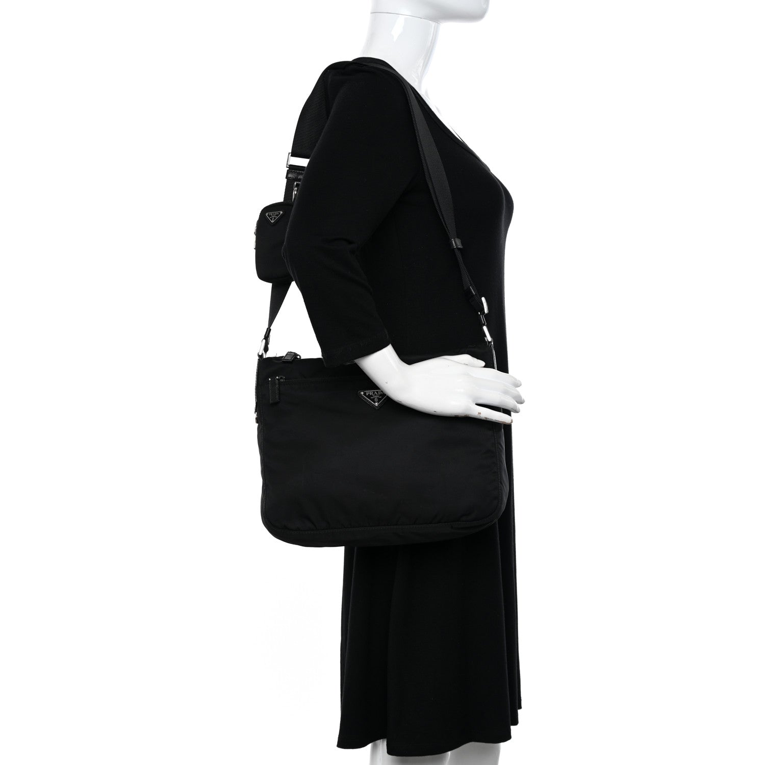 Prada Tessuto Nylon Messenger Bag Black 2 of 15