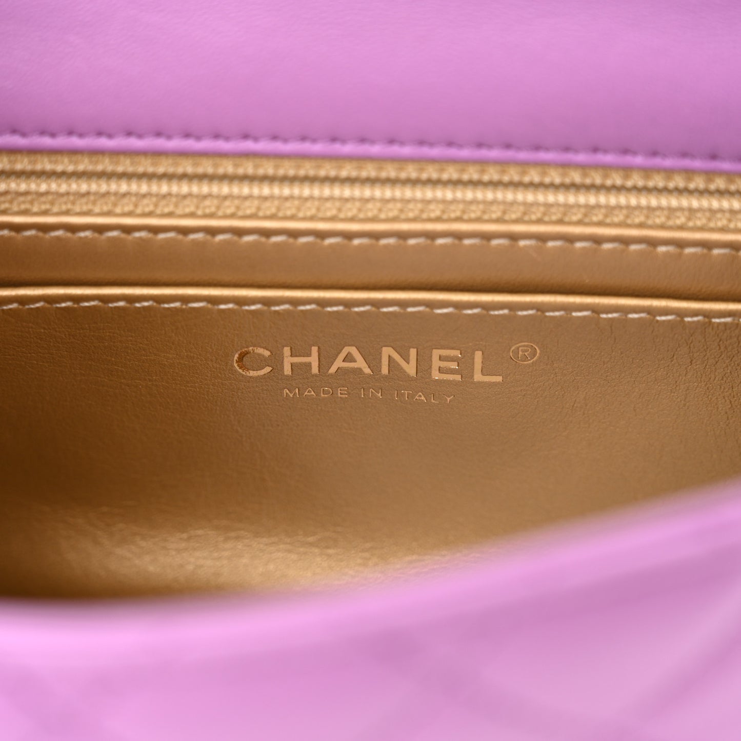 Lambskin Quilted Mini Pearl Crush Flap Purple
