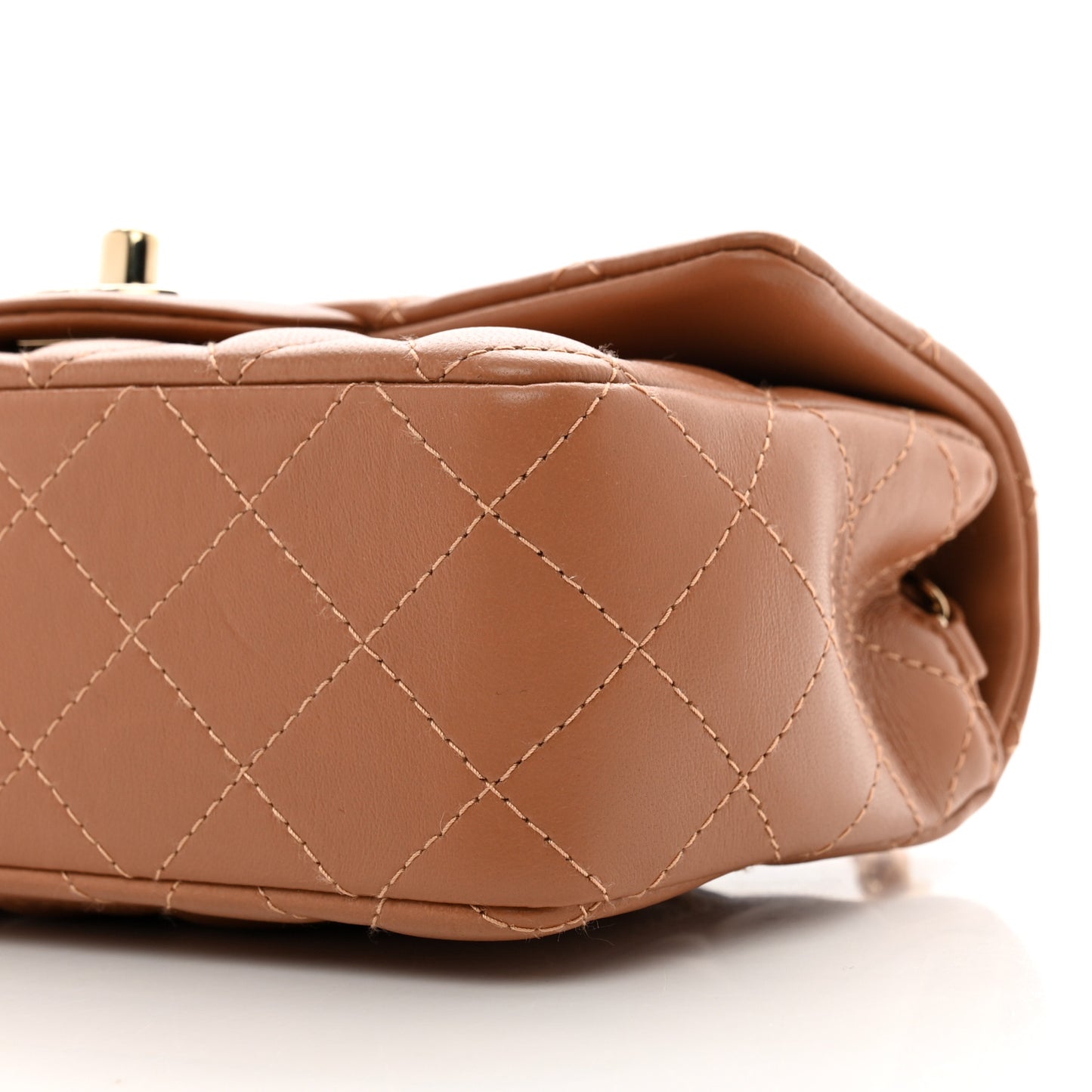 Lambskin Quilted Mini Rectangular Flap Brown