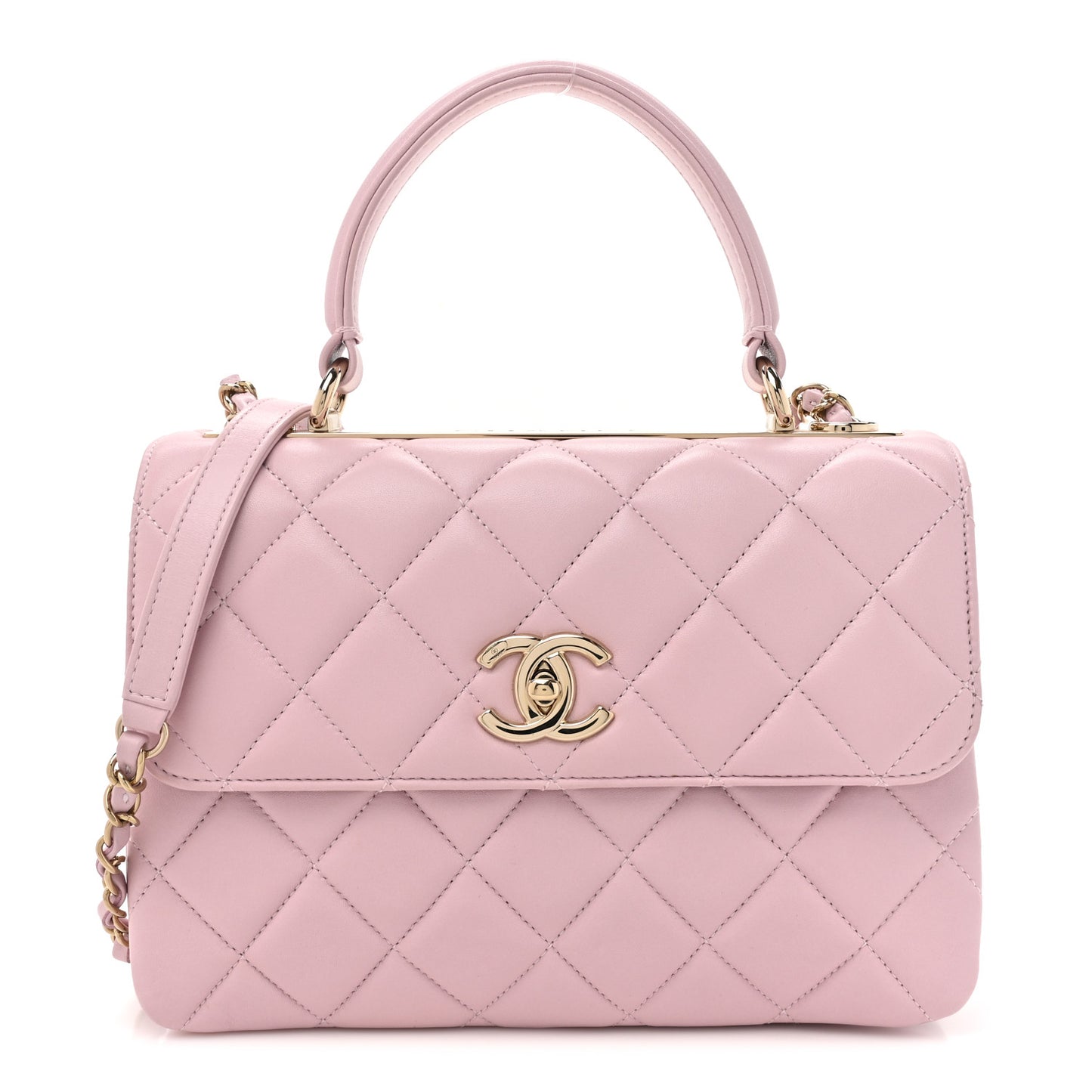 Lambskin Quilted Small Trendy CC Flap Dual Handle Bag Light Pink