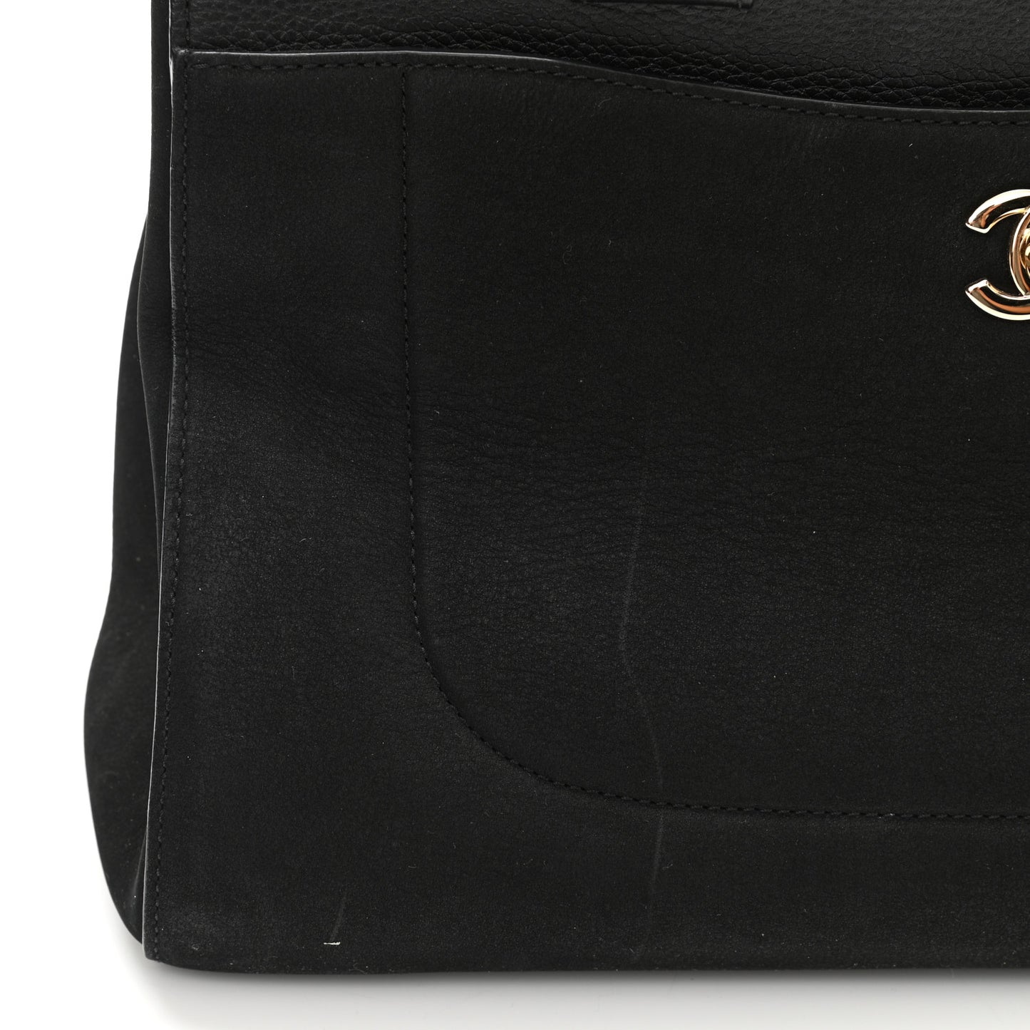 Grained Calfskin Suede Small Neo Executive Shopper Tote Black